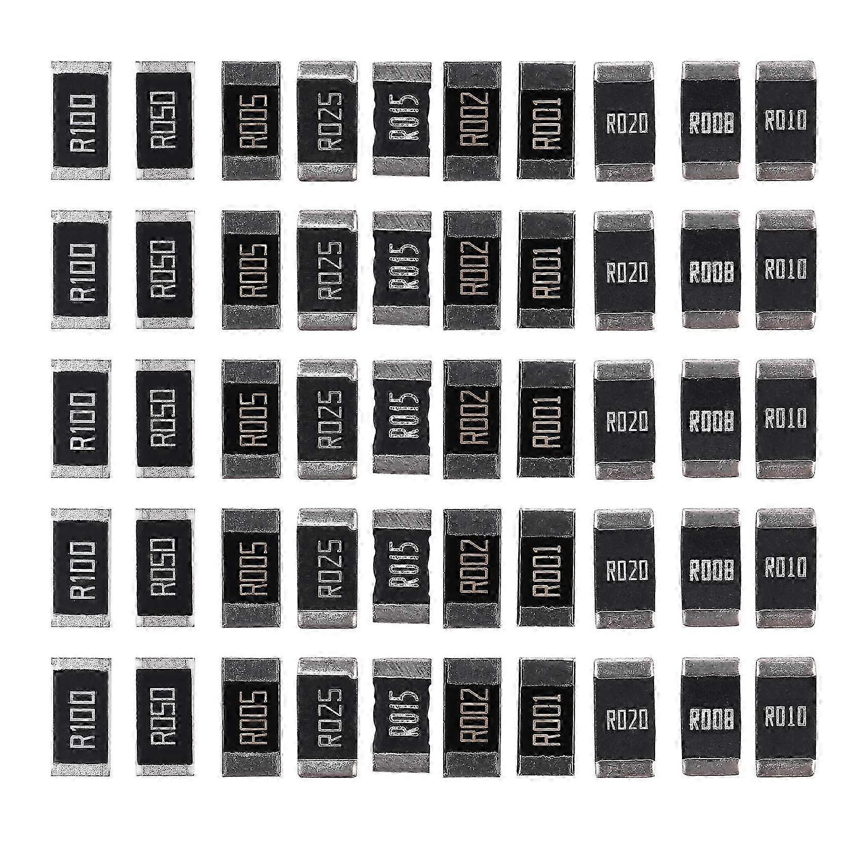 50Pcs Alloy Resistance 2512 SMD Resistor Samples Kit,10 Kindsx5pcs=50pcs R001 R002 R005 R008 R010 R hwy