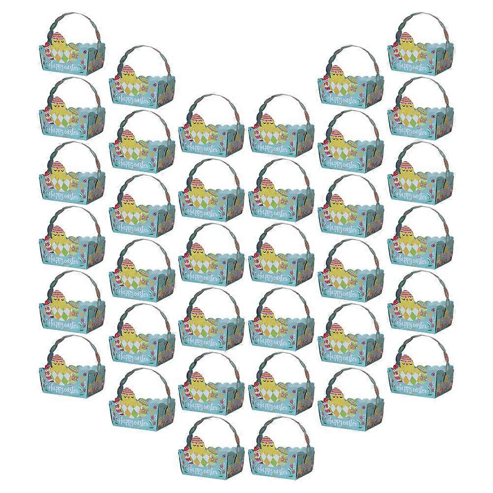 present Boxes Basket Shape Handheld Paper Containers Easter Style Small Tea Leaf Boxes For Candy Storage Classroom Party 50Pack