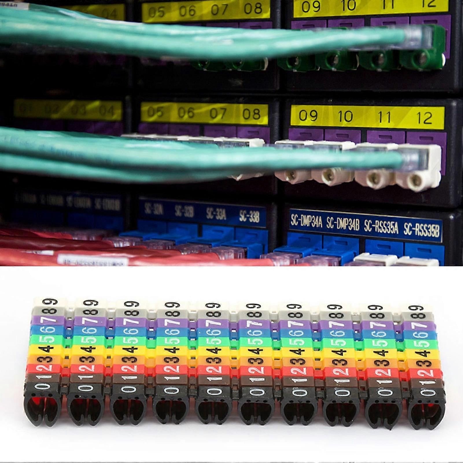 Digital Tube Wire Number Labels, Colorful Tube Cable Markers (100pcs 6mm²)