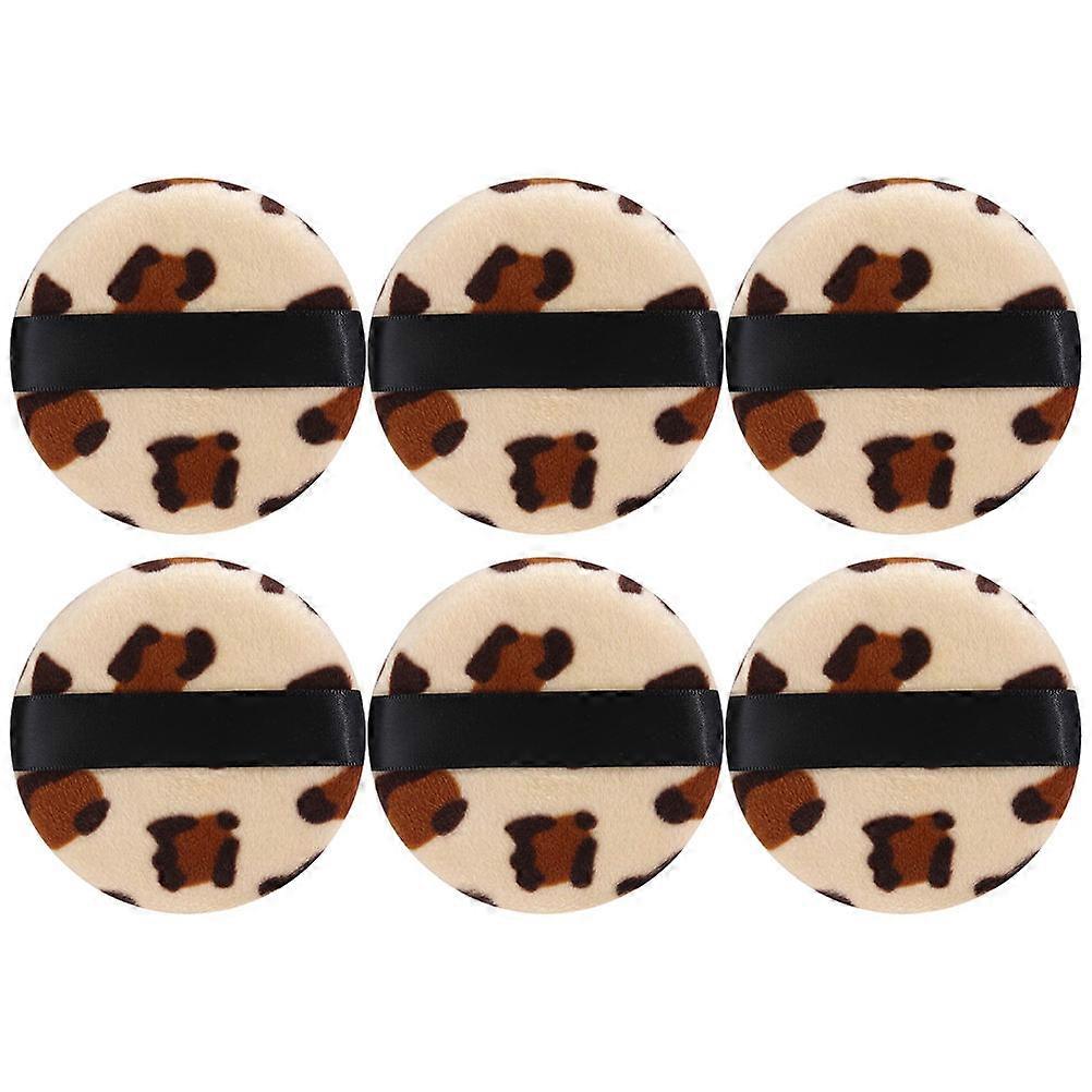 Leopard Pattern Makeup Puff Cosmetic Tools Suitable for Liquid Foundation 7.5x7.5cm Washable 6Pcs
