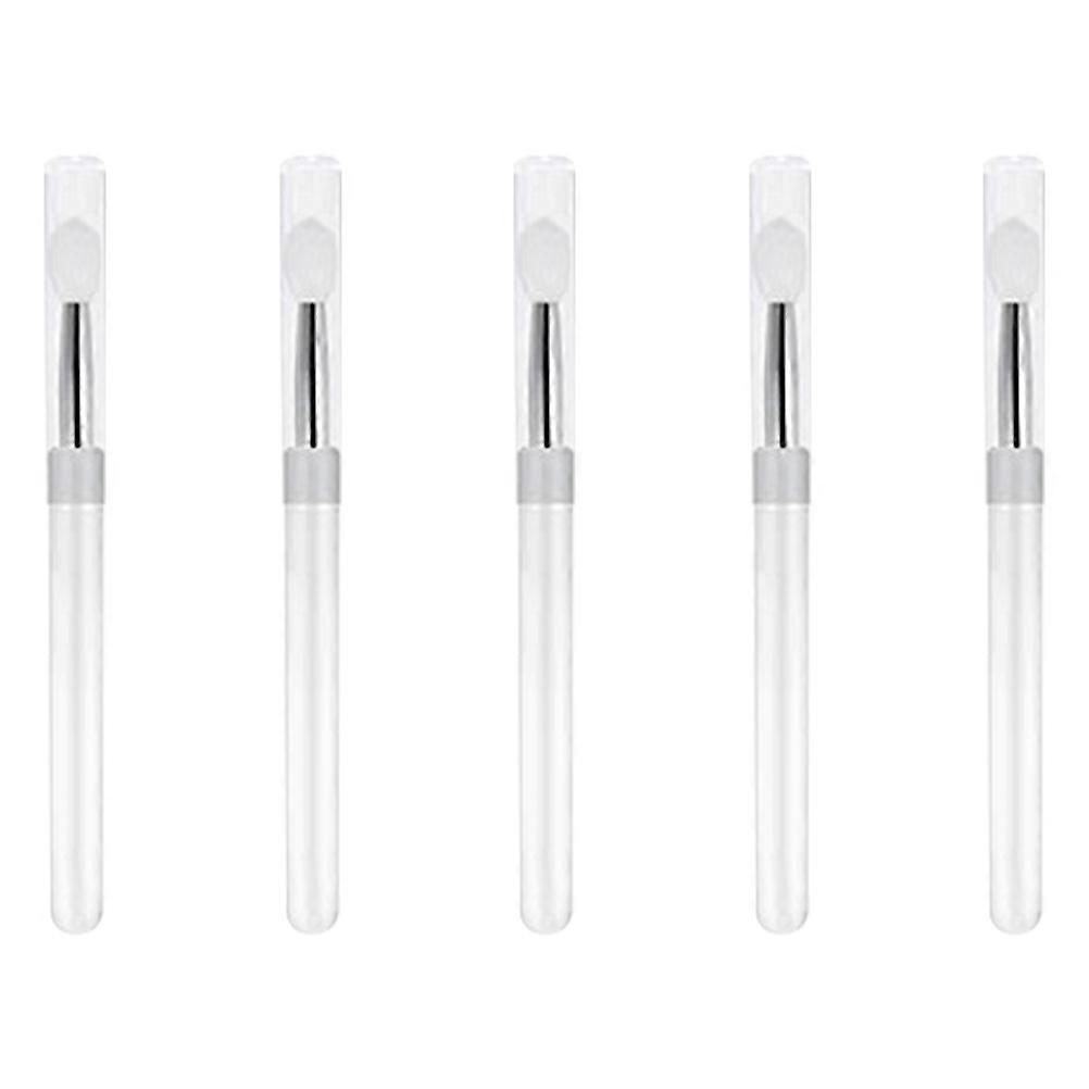 Transparent Handle Silicone Lip Brush Set with Caps Soft Makeup Applicators for Lipstick and Eyeshadow Portable Cosmetic Brushes for Travel and
