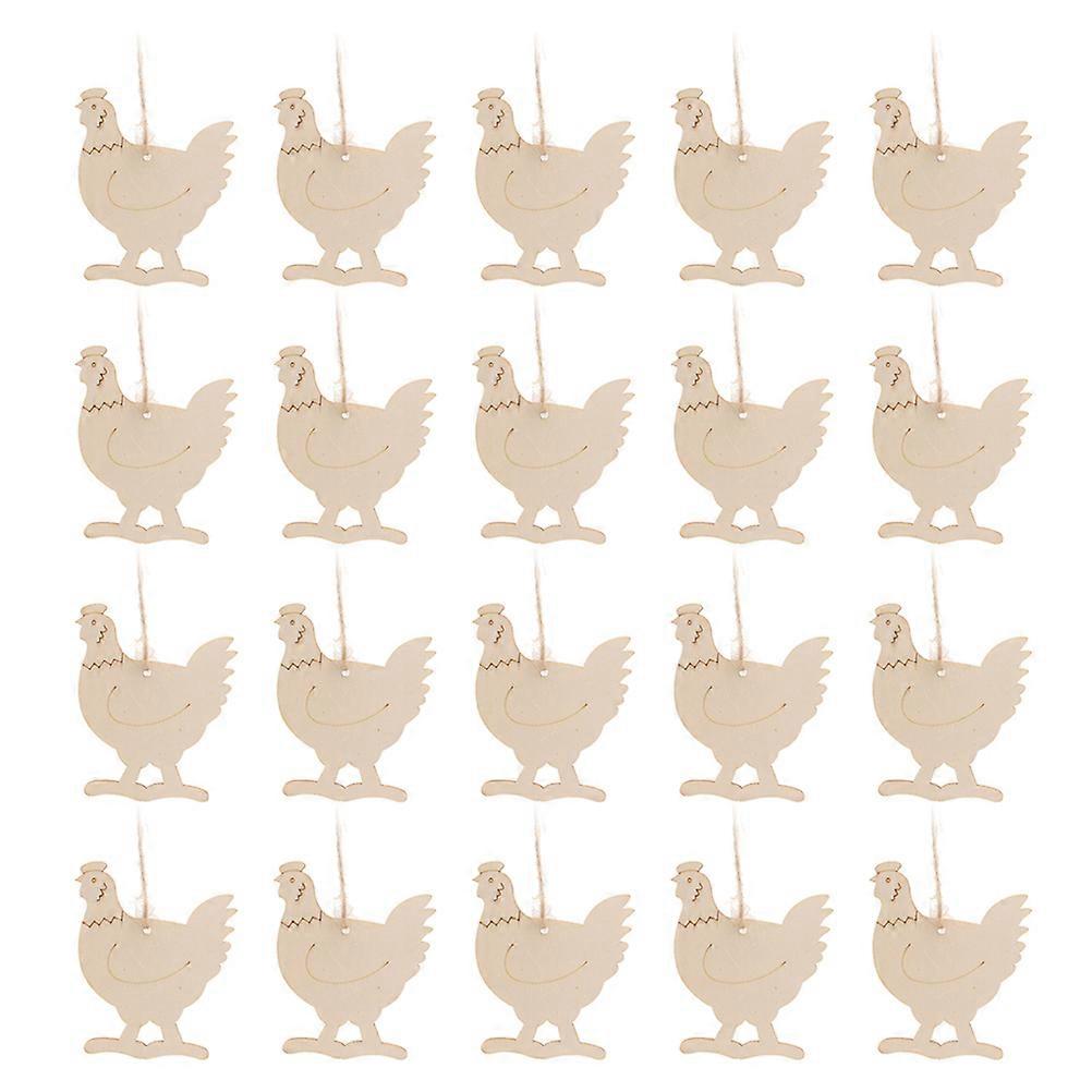 Hanging Easter Decorations For The Home Chicken Decors Beige Color Wooden Pendant Diy Graffiti 20 Sets