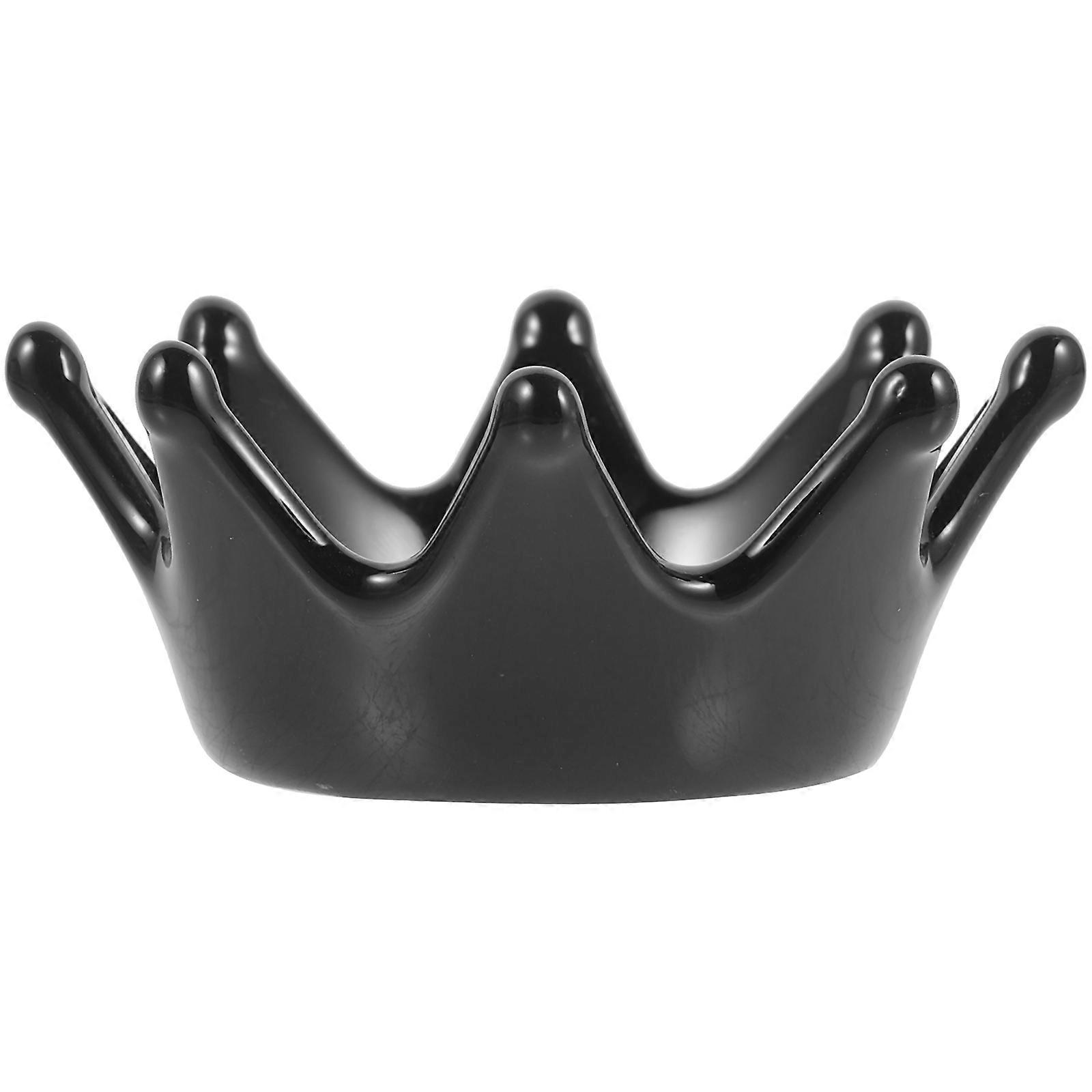 حامل مجوهرات طبق سيراميك على شكل تاج نسائي 7.8x7.8 سم وتصميم بسيط 1 قطعة