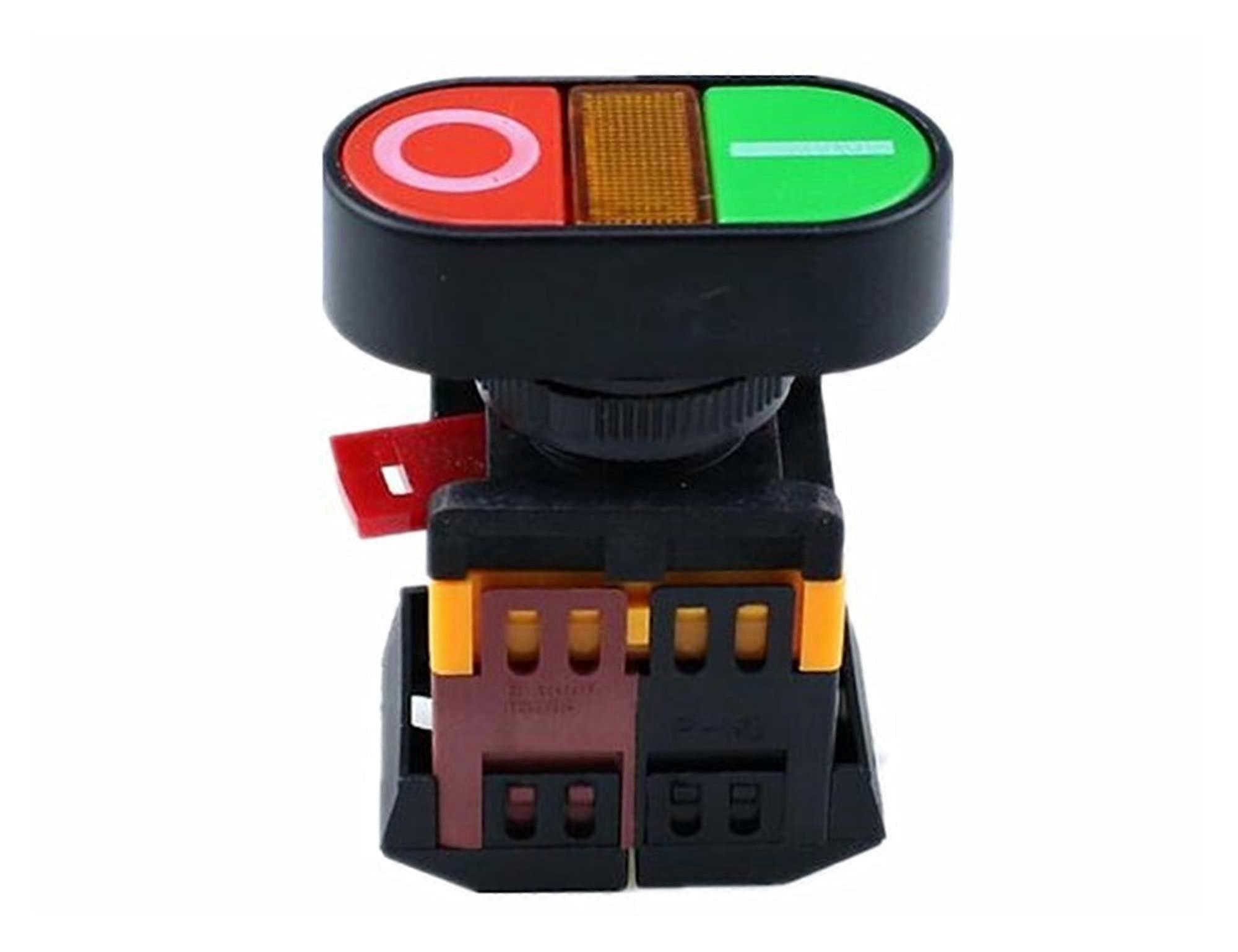22 mm/25 mm 220 V AC ON/OFF Start Stop 1 Normally Closed Normally Open 2 Buttons APBB22N Momentary DoubleHead Push Button Switch with Light (12V)