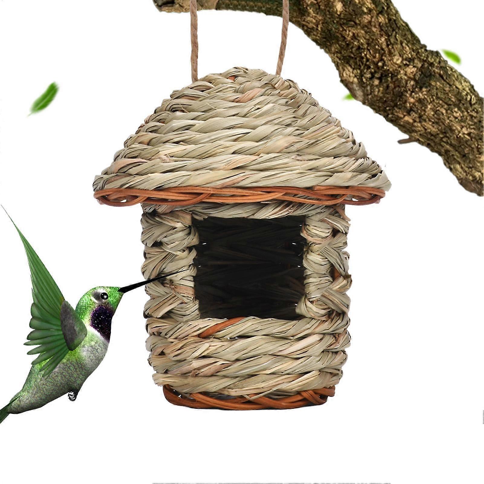 Outdoor Bird House - Portable Rustic Hummingbird House, Hanging Bird House with Weather Resistance and Decorative Design