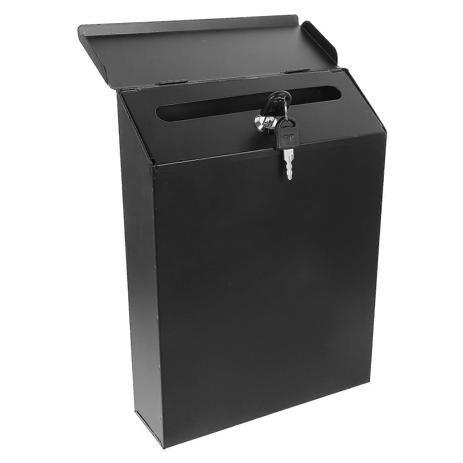 Black Wall Mount Mailbox Outdoor Use Rectangular Country Style Collect Letters 1Pack