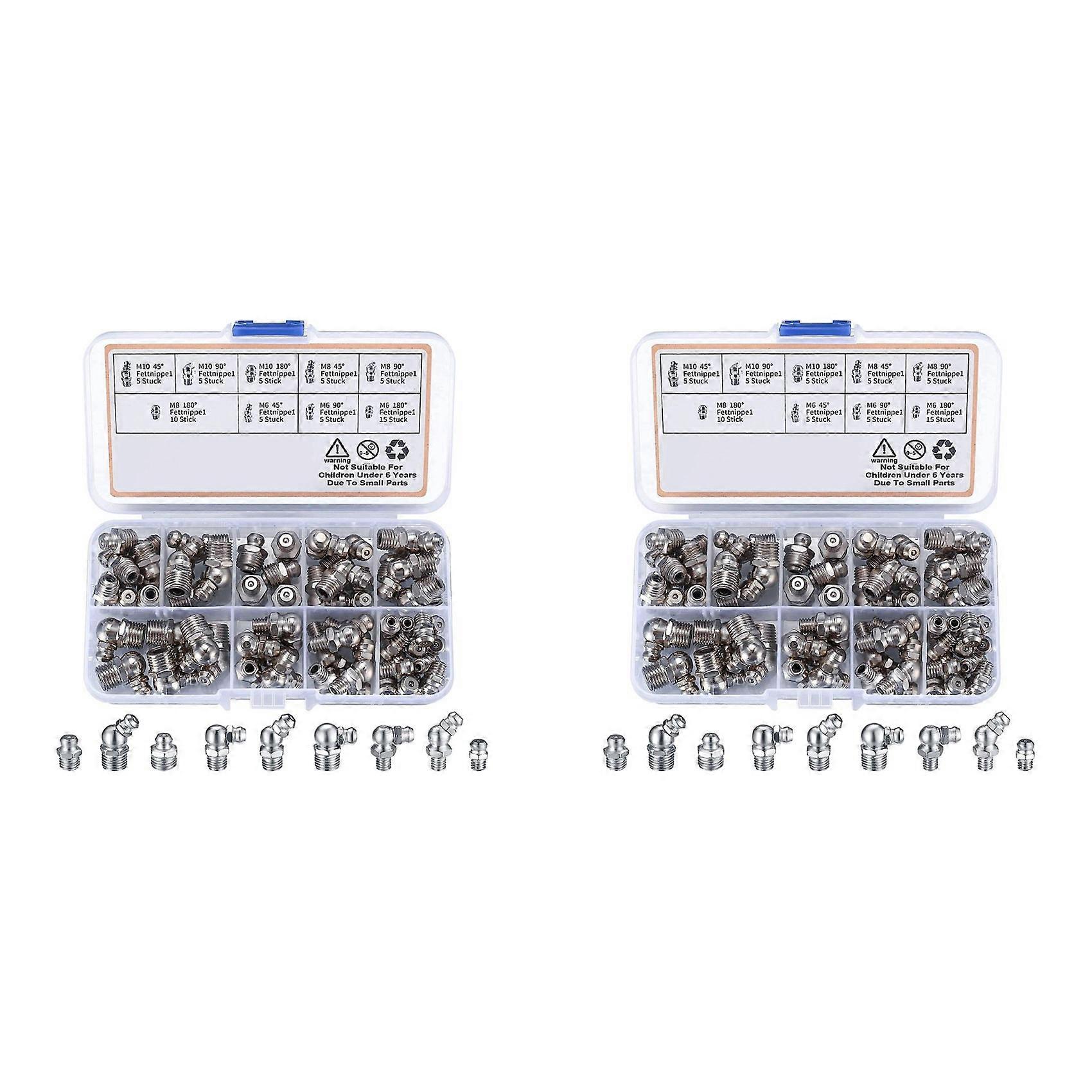 60Pcs Metric Grease Fittings Kit, Hydraulic Grease Zerk Assortment