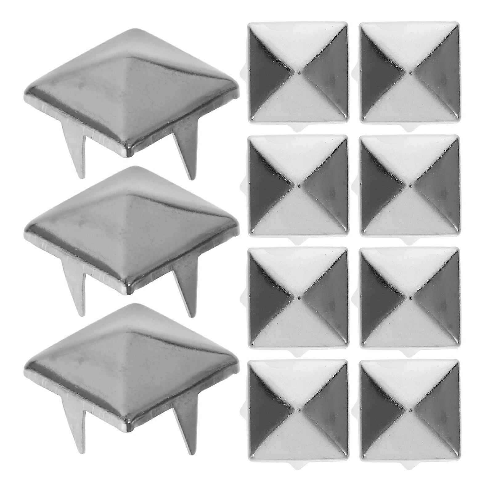 Silver Square Rivet Four Claw Pyramid Studs for Decoration 100Pcs Pack