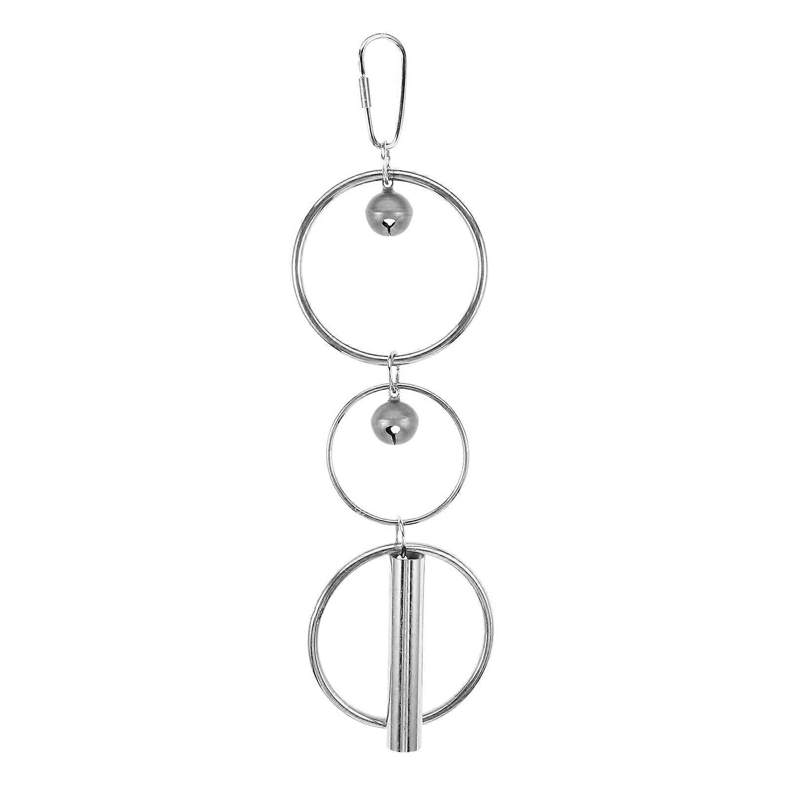 أجراس الطيور المصنوعة من الفولاذ المقاوم للصدأ للببغاوات والببغاء - ديكور قفص متين ومقاوم للعض مع قلادة مضغ ممتعة