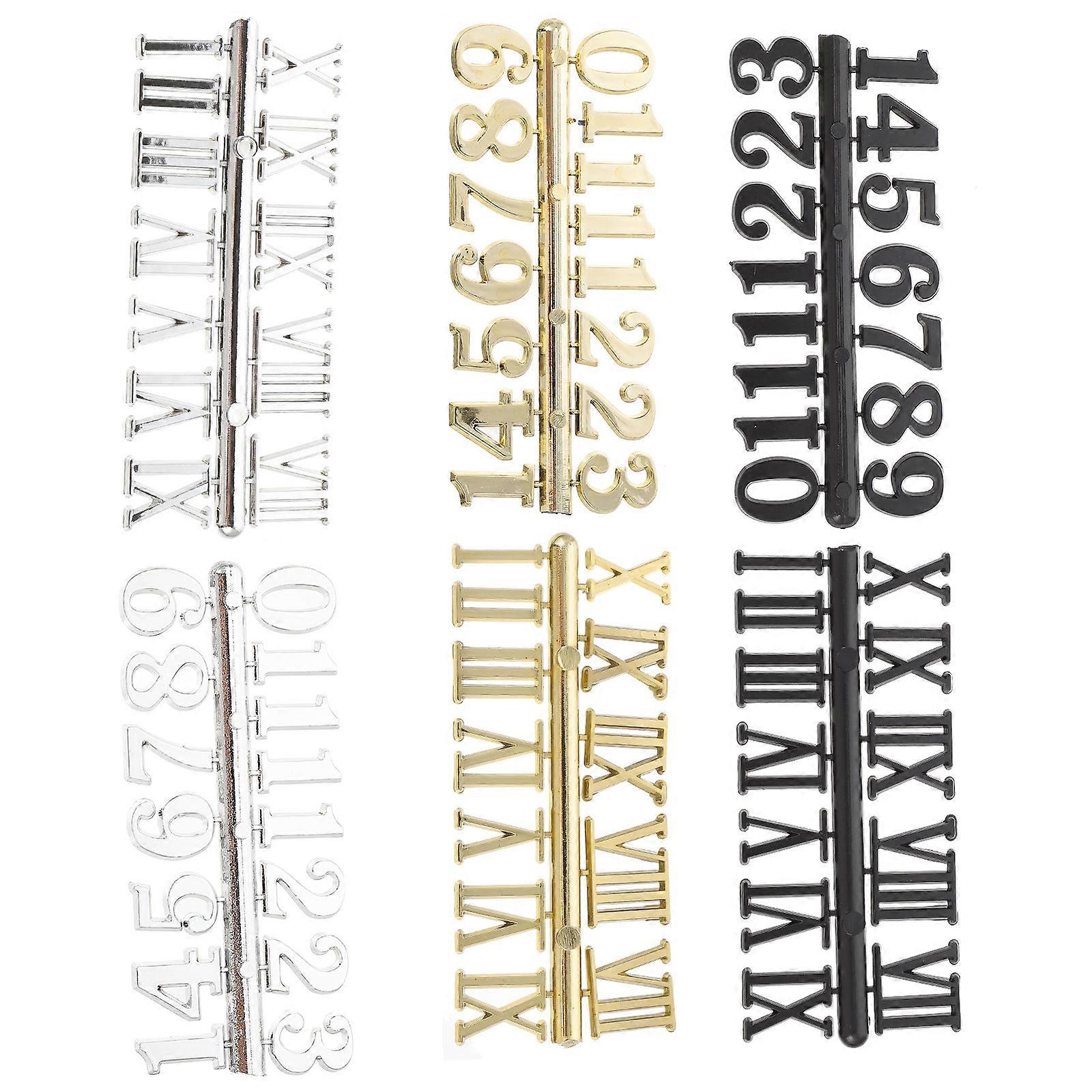 Clock Numerals Kit Diy Handmade Clock Assembly Home Decoration Black 6Pcs