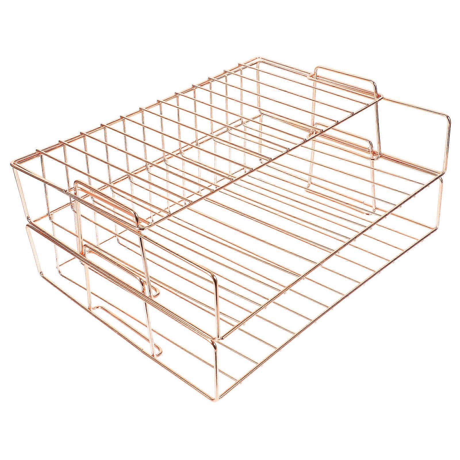 Office File Rack Desktop Organizer Mesh Storage Holder Rose Gold Stylish Space Saving Design for Files Books Documents Home Office Use