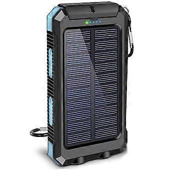10000mAh Solar Wasserdichte Powerbank Tragbares Telefonladegerät für den Außenbereich mit Dual-USB und Taschenlampenkompass