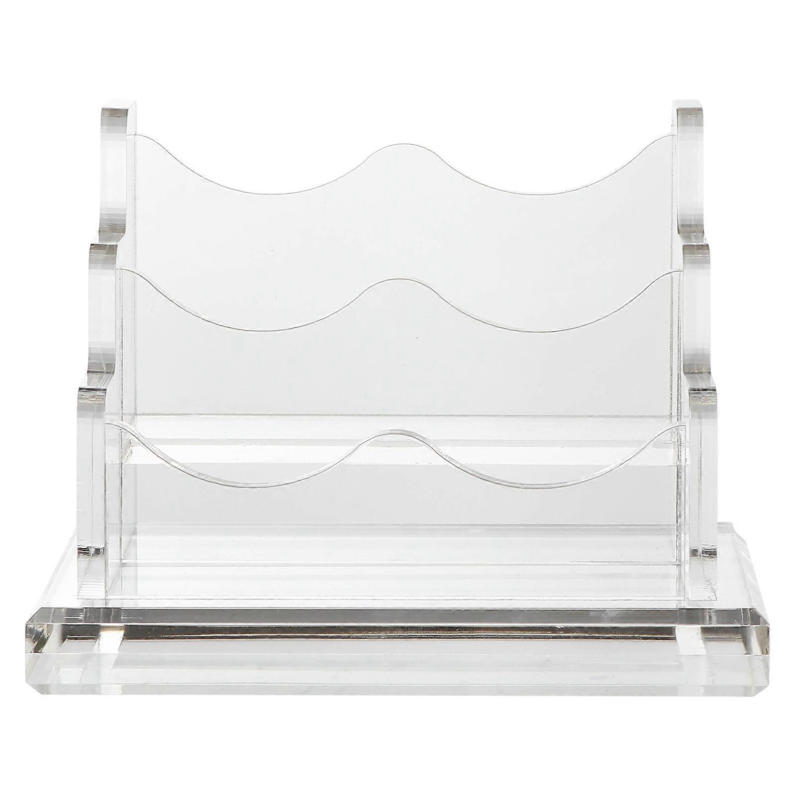 Desktop Card Holder Business Display Stand For Office Use Transparent Color Acrylic Material 1Pcs