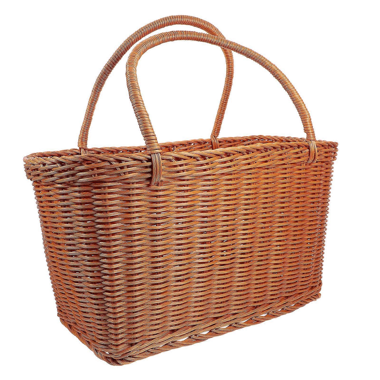 Multi-Function Picking Basket Portable Fruit Holding Shopping Use 37.00X36.50X16.00CM Coffee Color 1Pack