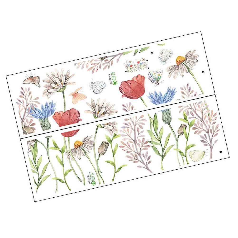 Background Flower Wall Decal Wall Stickers Homeowners Multi 90x360cm Simple Structure Design 2Pack