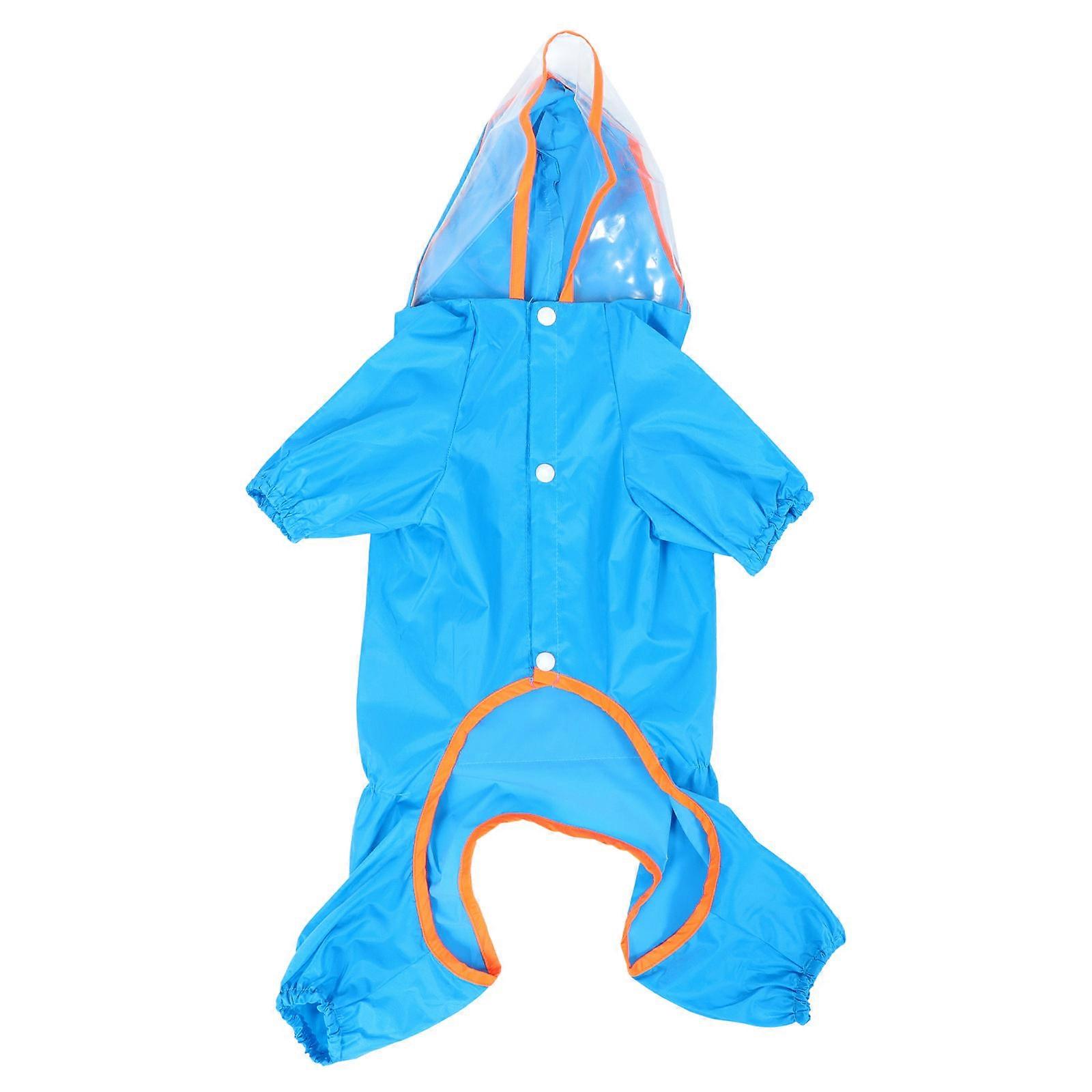 Hooded Dog Raincoat Reflective Waterproof Pet Clothes Blue L 1Pcs