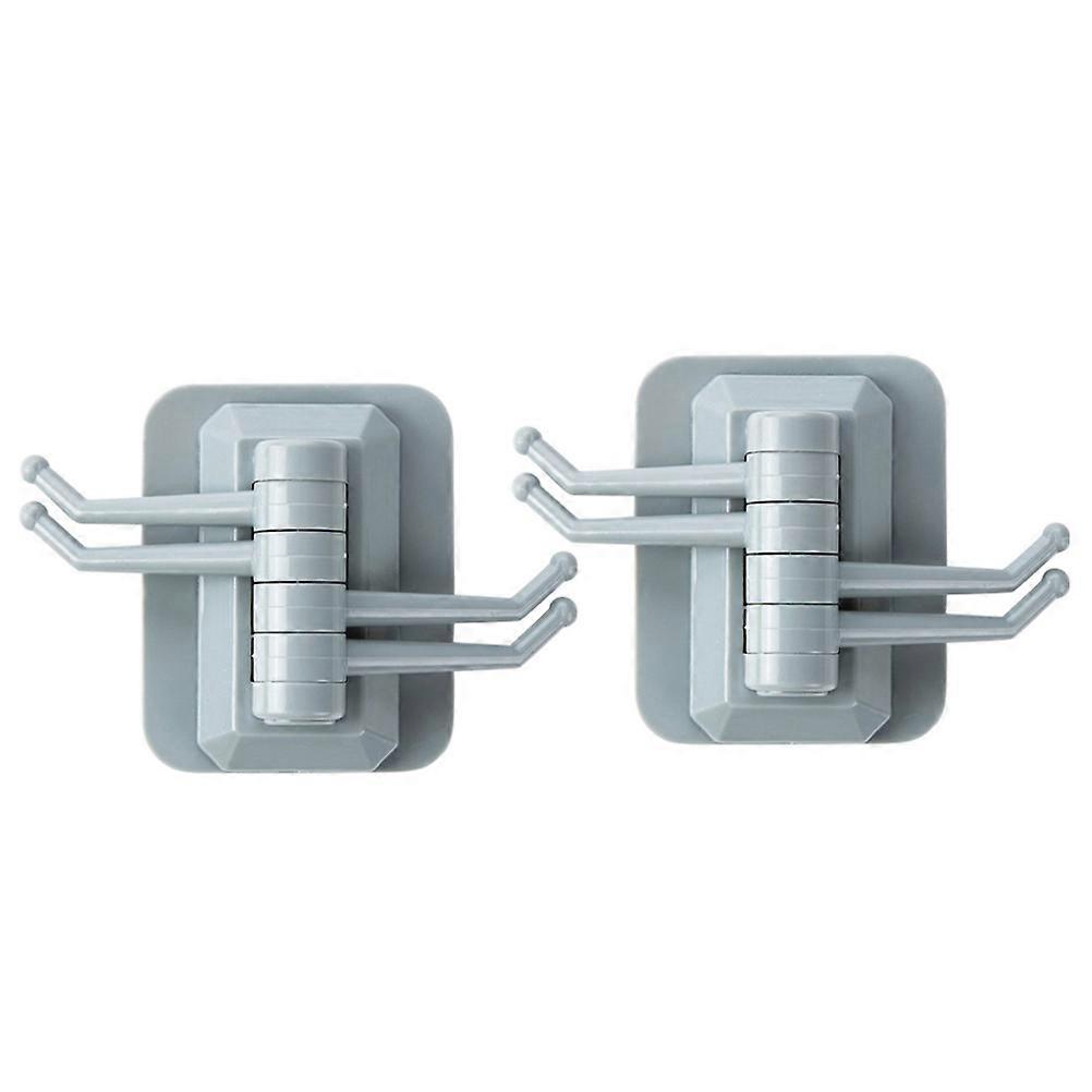 Key Hooks Self-Adhesive Rotatable 4-Hook Hanger Trackless Wall Hook for Bedroom Kitchen Home Office .5x6x5cm Load Bearing 2Pcs