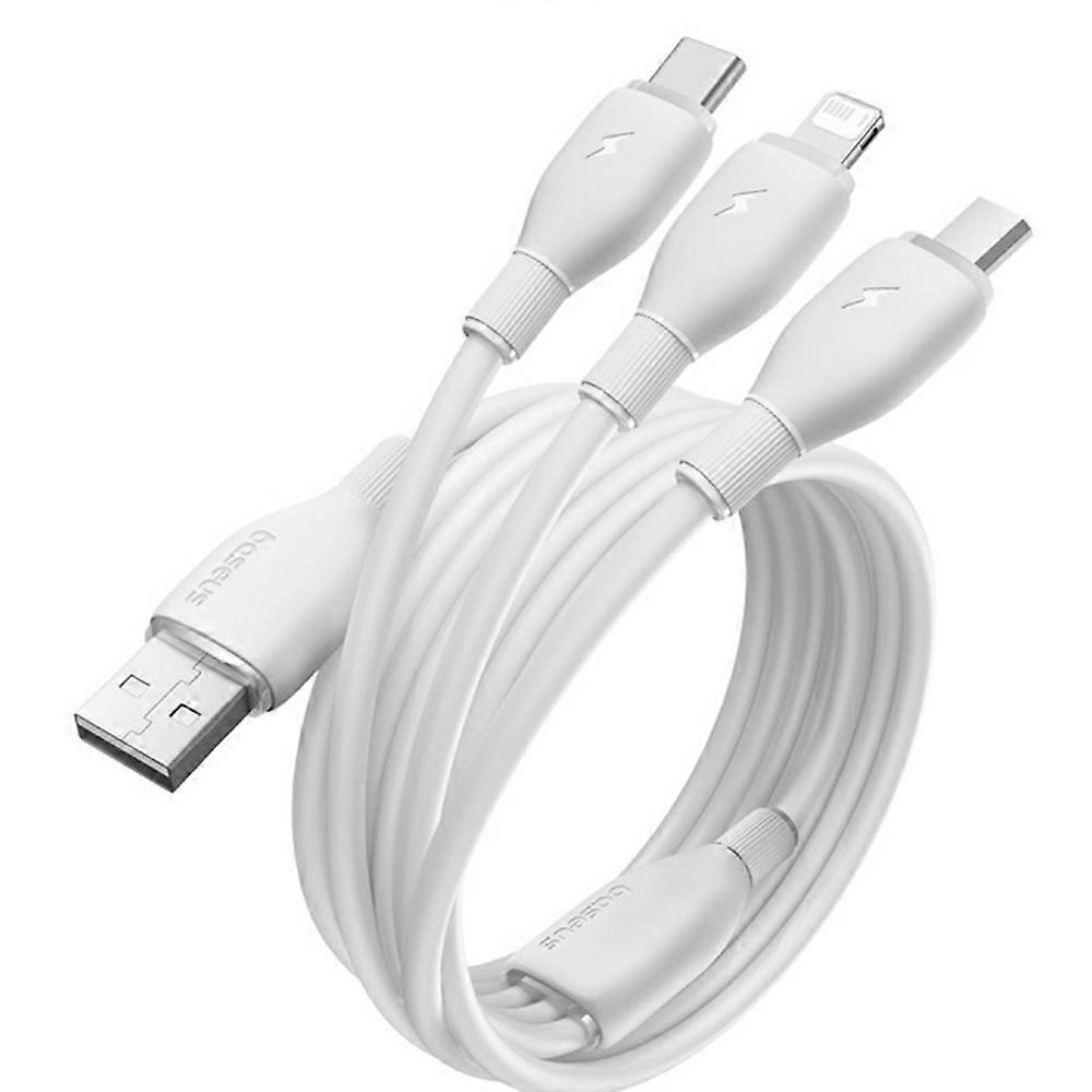 BASEUS Ultra Fast One for Three Fast Charging Cable USB to Micro USB Lightning USB C 3.5A 1.3m