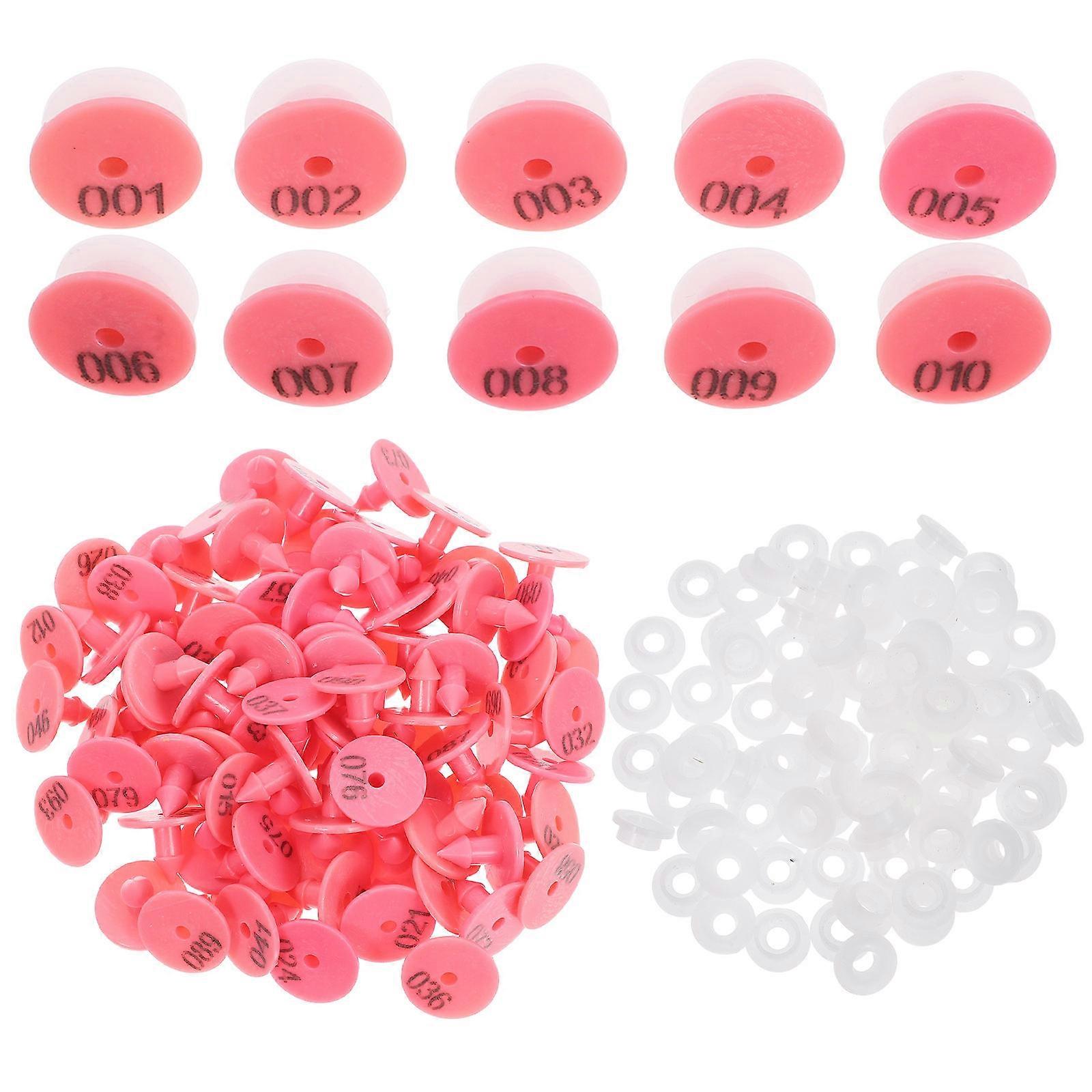 ウサギの耳のタグ農場管理のための牛の識別動物追跡ピンク1.75X1.75X1.35CM耐久性のある家畜マーキング用品100個