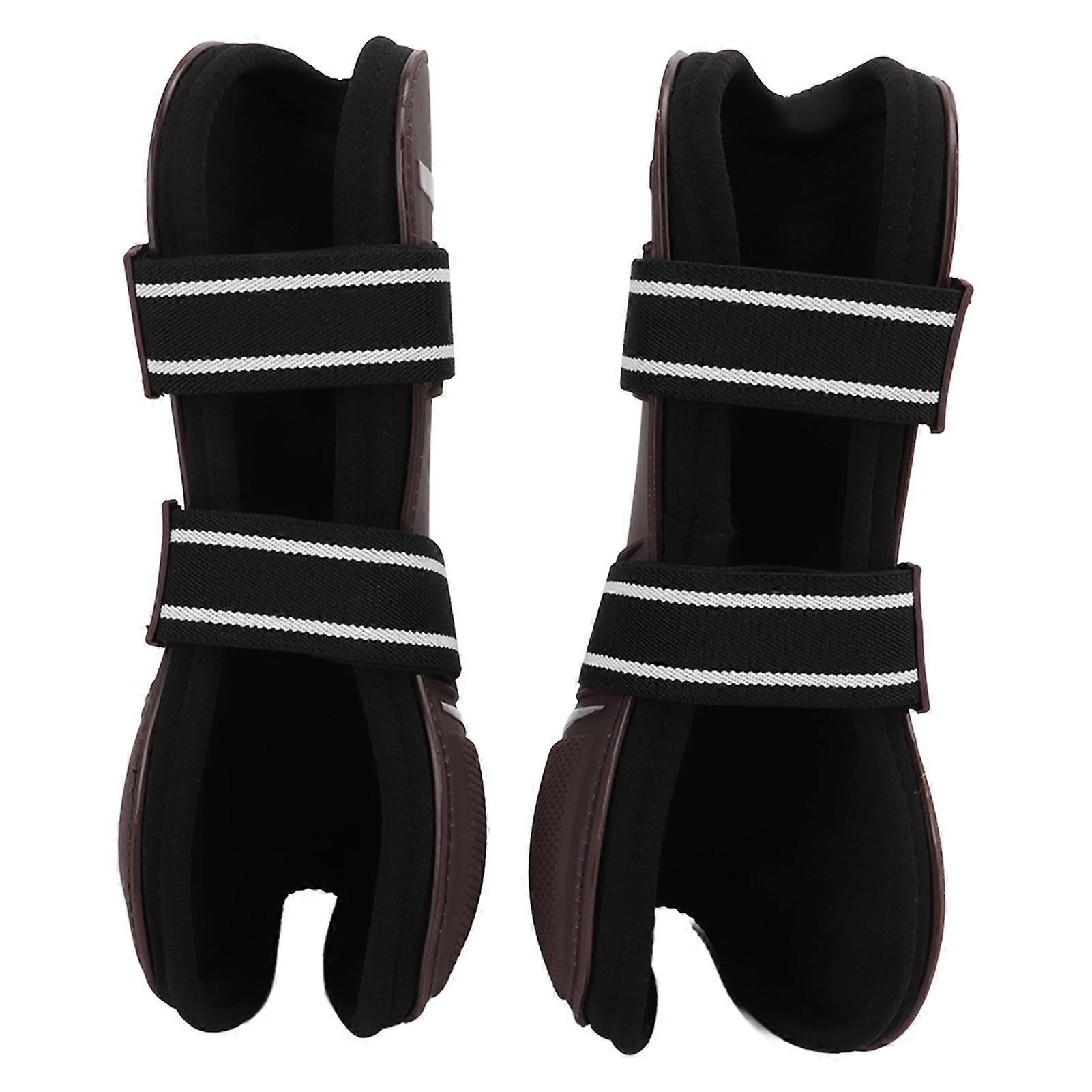 Horse Leg Guard PU Shell Elastic Breathable Protective Horse Boots for Equestrian EquipmentBrown Front Legs XL
