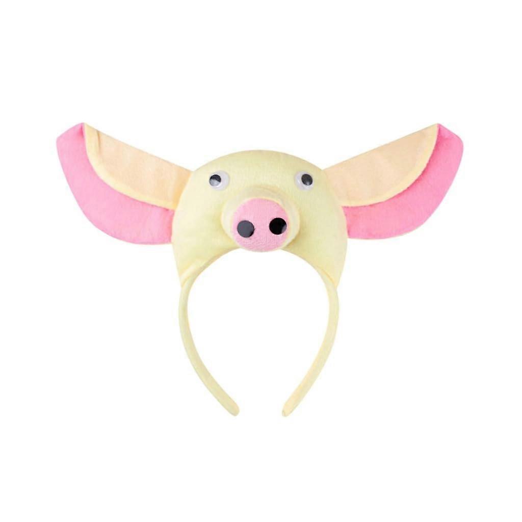 Adorable Pig Makeup Headdress for Prom Birthday Hair Bands Funny Headwear Furry Hair Accessories for Kids Yellow Pig