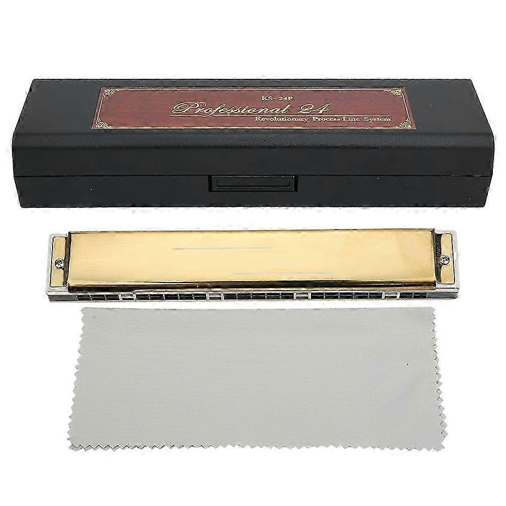 Ammattimainen diatoninen huuliharppu 24-reikäinen polyfoninen puhallinsoitin aloittelijoille (kultainen C-näppäin)