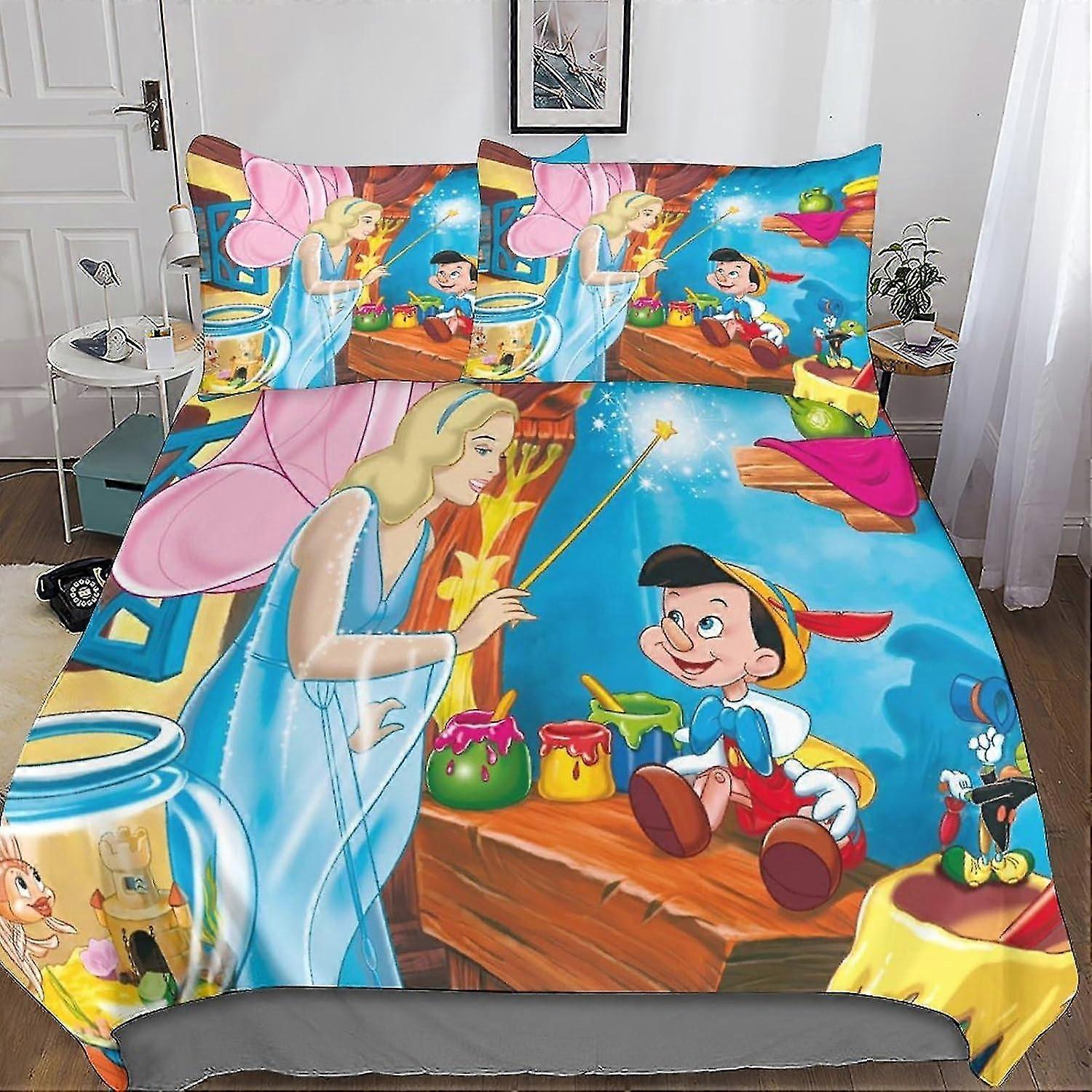 3D Printed Cute Anime Duvet Cover Set - Soft Breathable 3 Piece Bedding Set with Zipper Closure