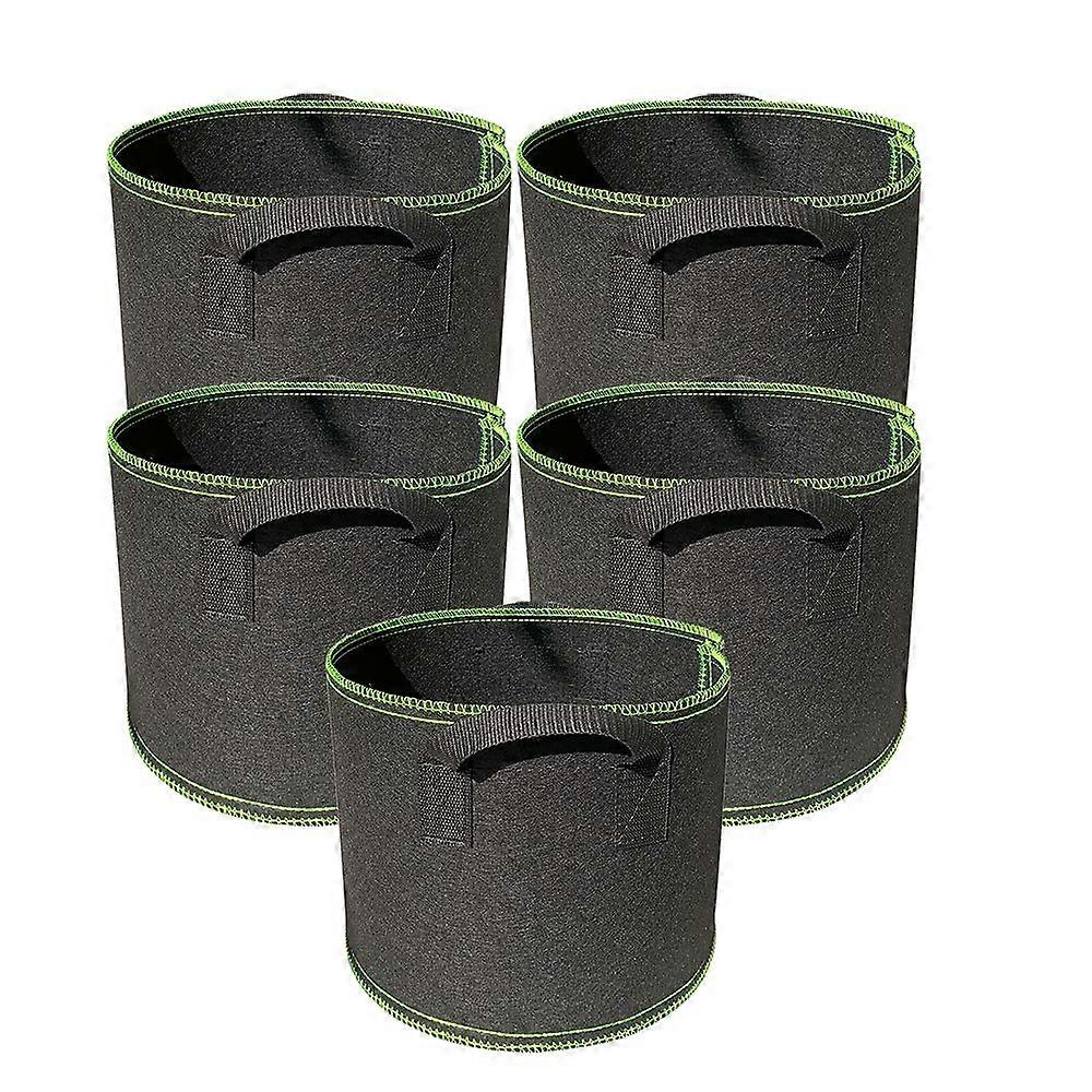 Grow Bags 3Gallon Pack of 5 HeavyDuty Thickened Nonwoven Aeration Fabric Pots with Handles for Indoor Garden, Herbs