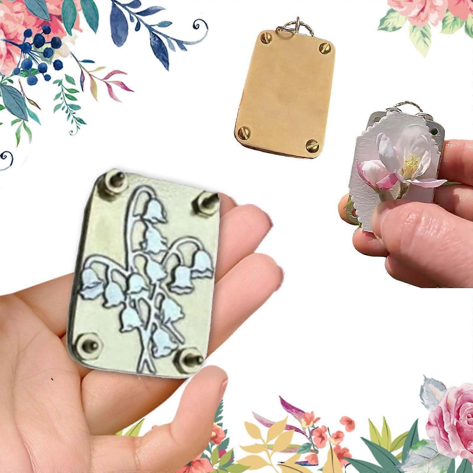 Micro Flower Press Set - Miniature Metal Flower Press Kit, Portable Pocket P-Ring Tool for Art & Craft, Metallic Color D
