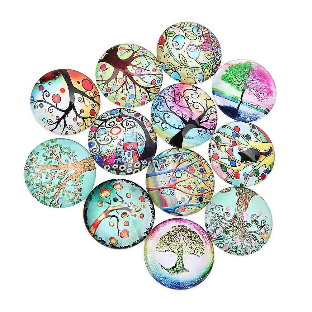 Small Glass Circles for Scrapbooking Round Shape Tree Pattern 1.2x1.2CM 20Pcs