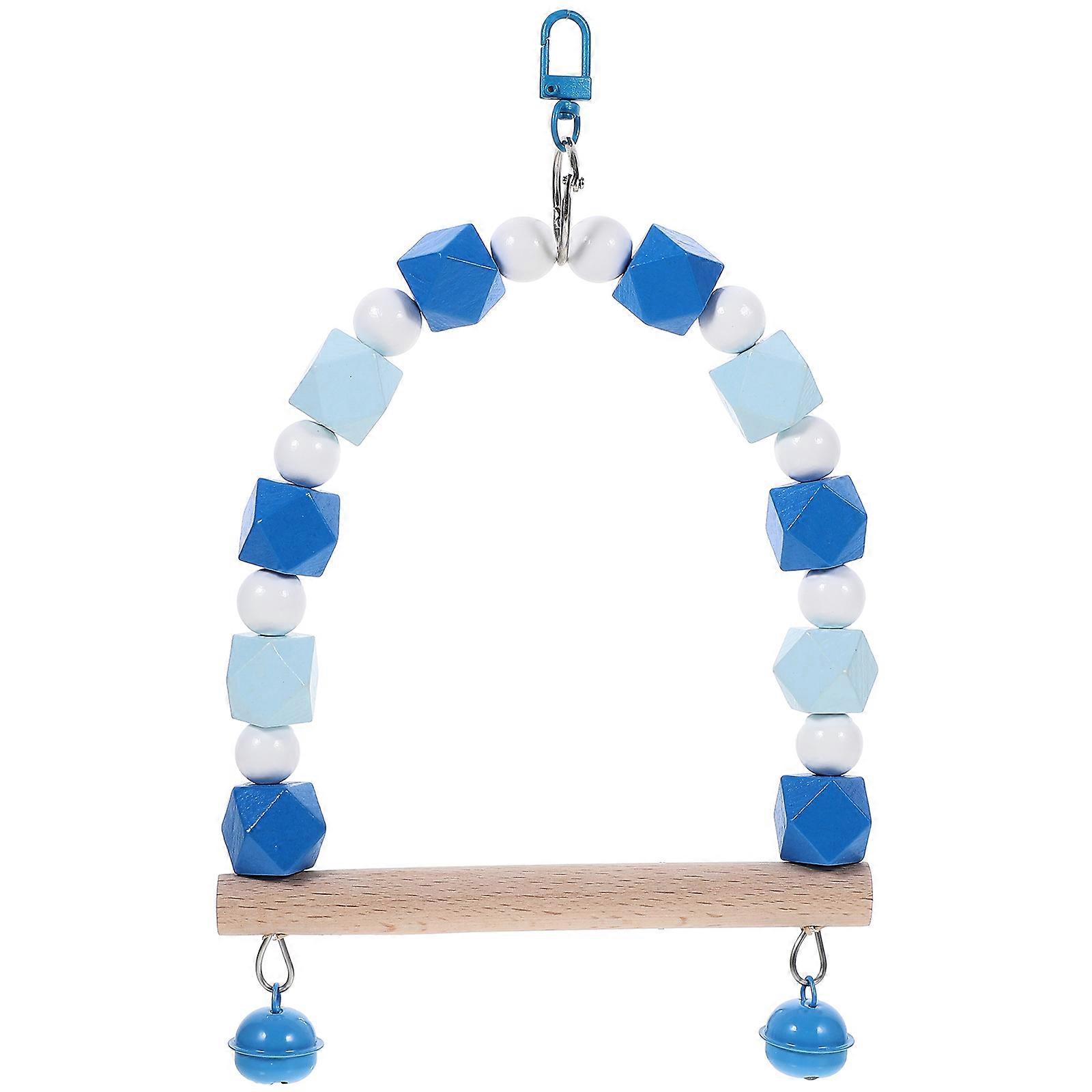 Wooden Parrot Perch Swing Bird Toys Teeth Grinding Function for Pet Birds 9.43X5.89X0.71in 1Set