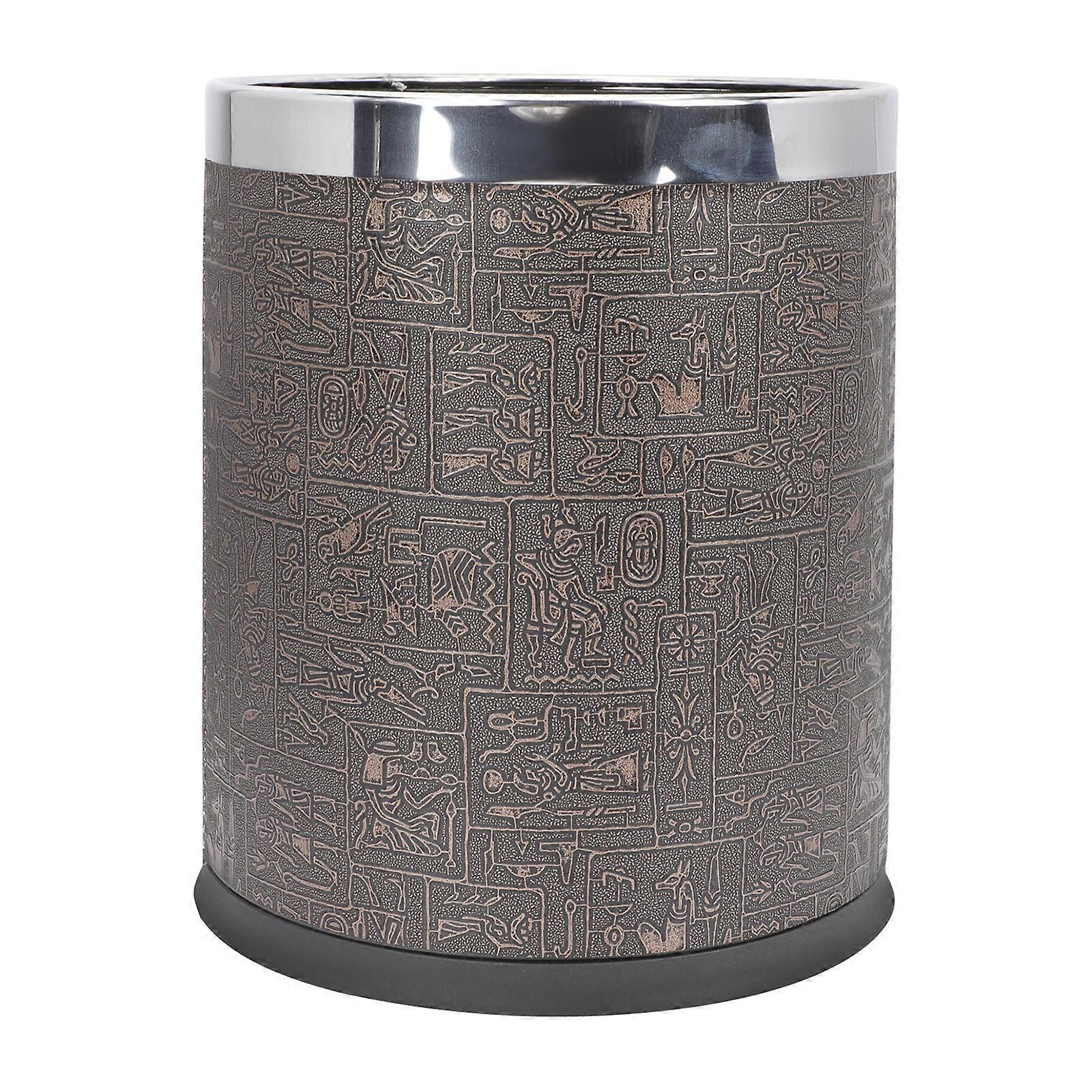 Round Trash Can European Style Wastebasket for Home Office Household Use Compact Garbage Container with Lid for Bathroom Kitchen Bedroom Easy Disposal