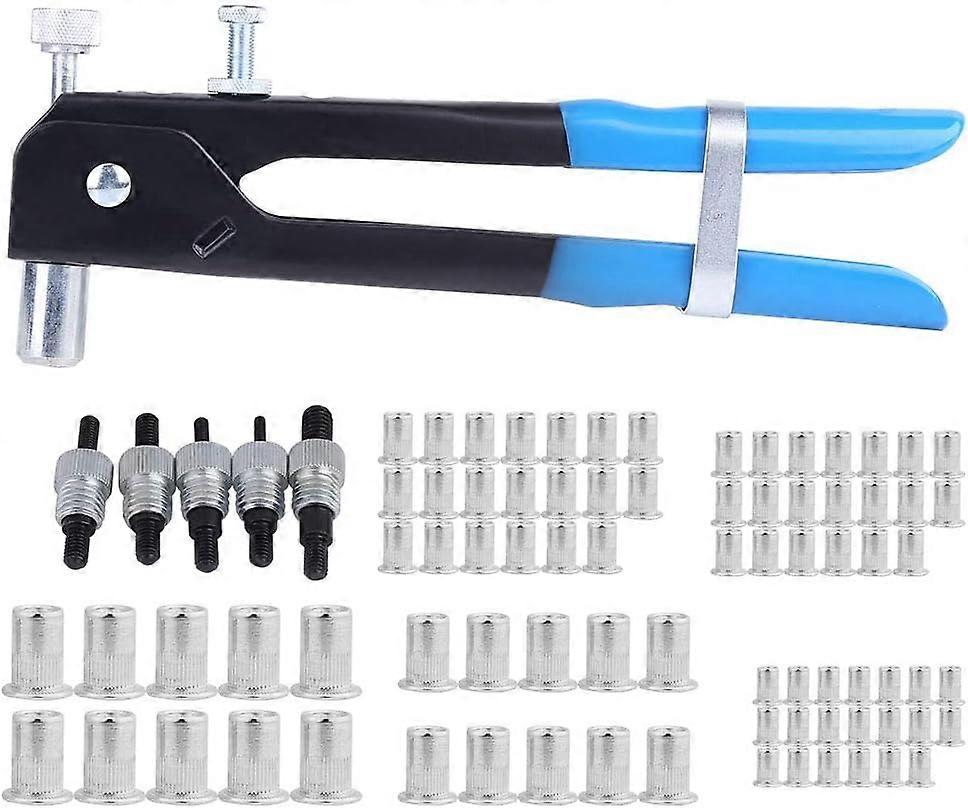 86pcs/set Rivet Gun Riveter M3-M8 Blind Rivet Nuts and Riveting Tool Set Kit