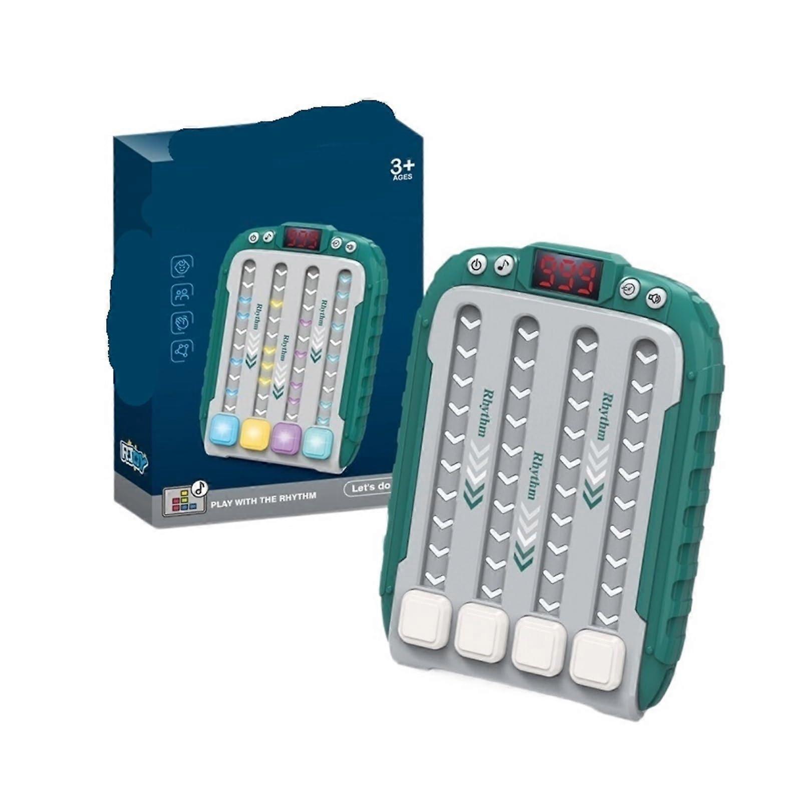 Electronic Music Rhythm Puzzle Player, Pocket Travel Toy, Luminous Educational Sensory Quick Push Table Game Green