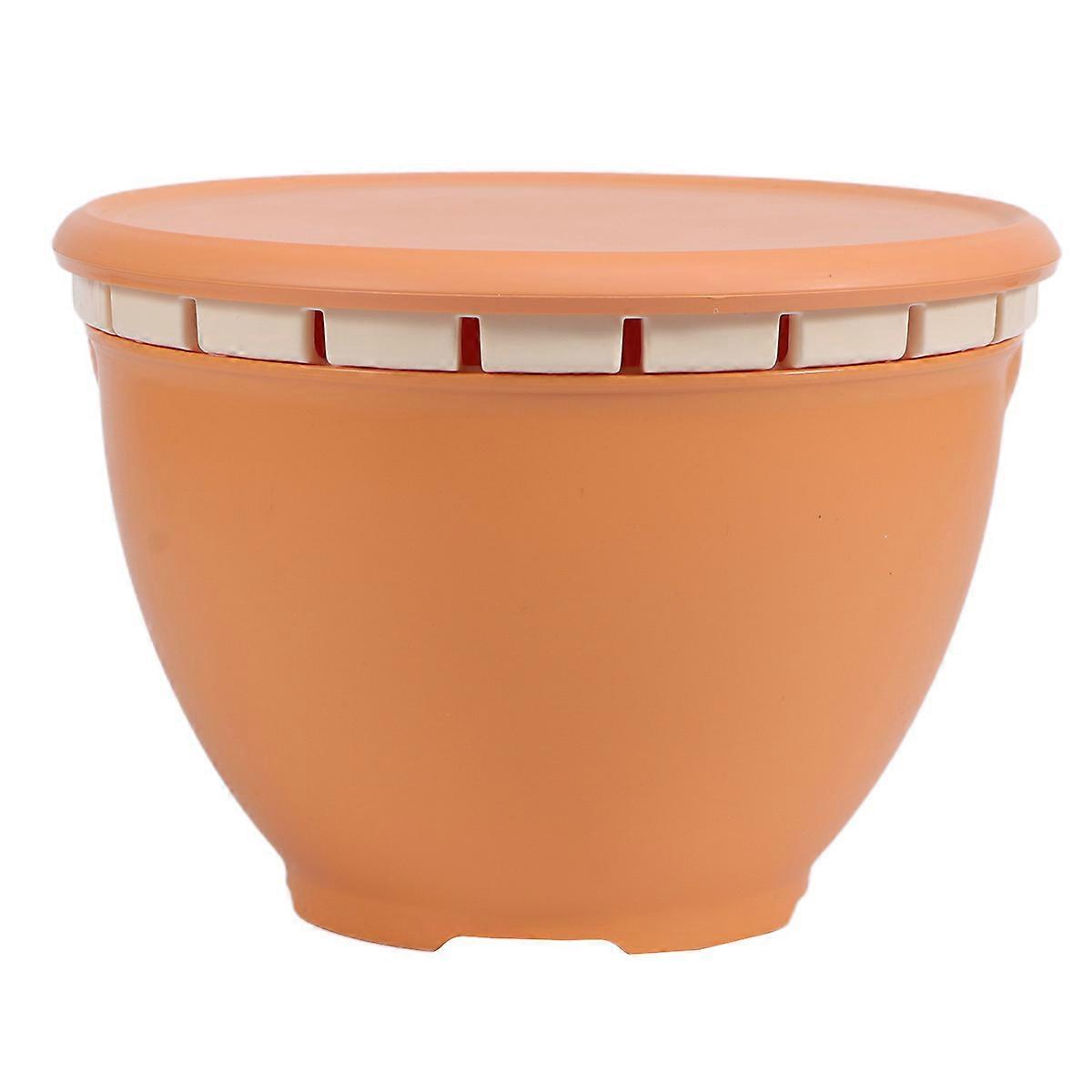 Colander Draining Basket Double Layer Plastic Kitchen Draining Basket Orange 22.5x22.5cm Washing Storage 1Pcs