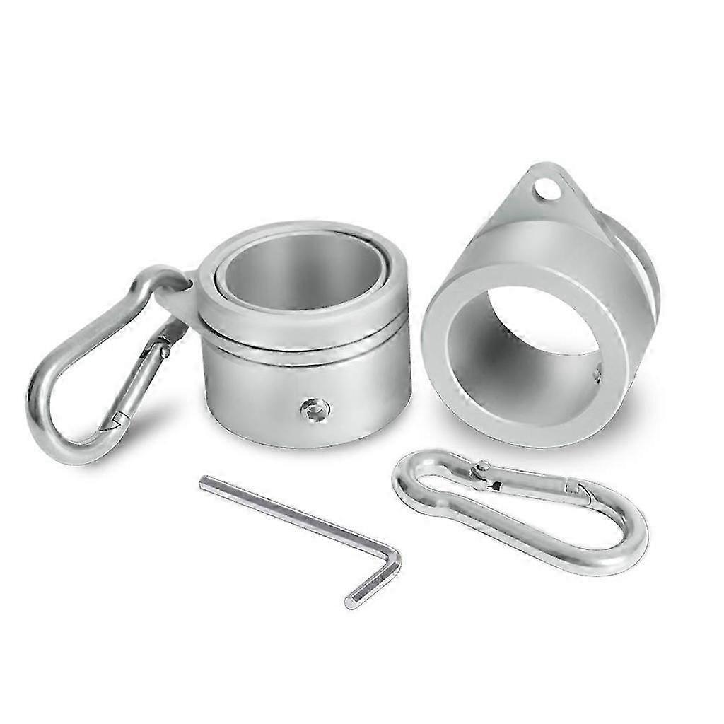 2Pcs Aluminum Alloy Flagpole Rings with Fixed Carabiner Hook 360 Degree Rotating