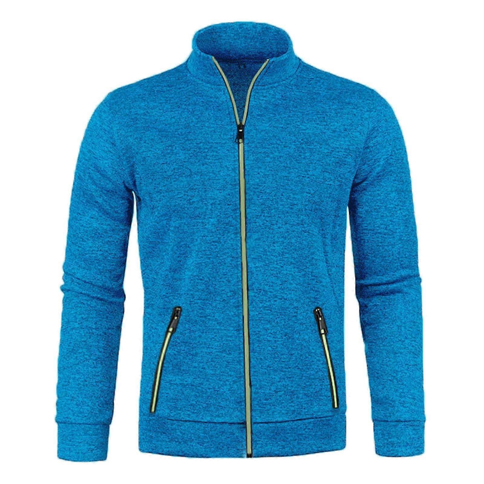 Fleece Jacket Men's Warm Tactical Winter Jacket with StandUp Collar XL blue