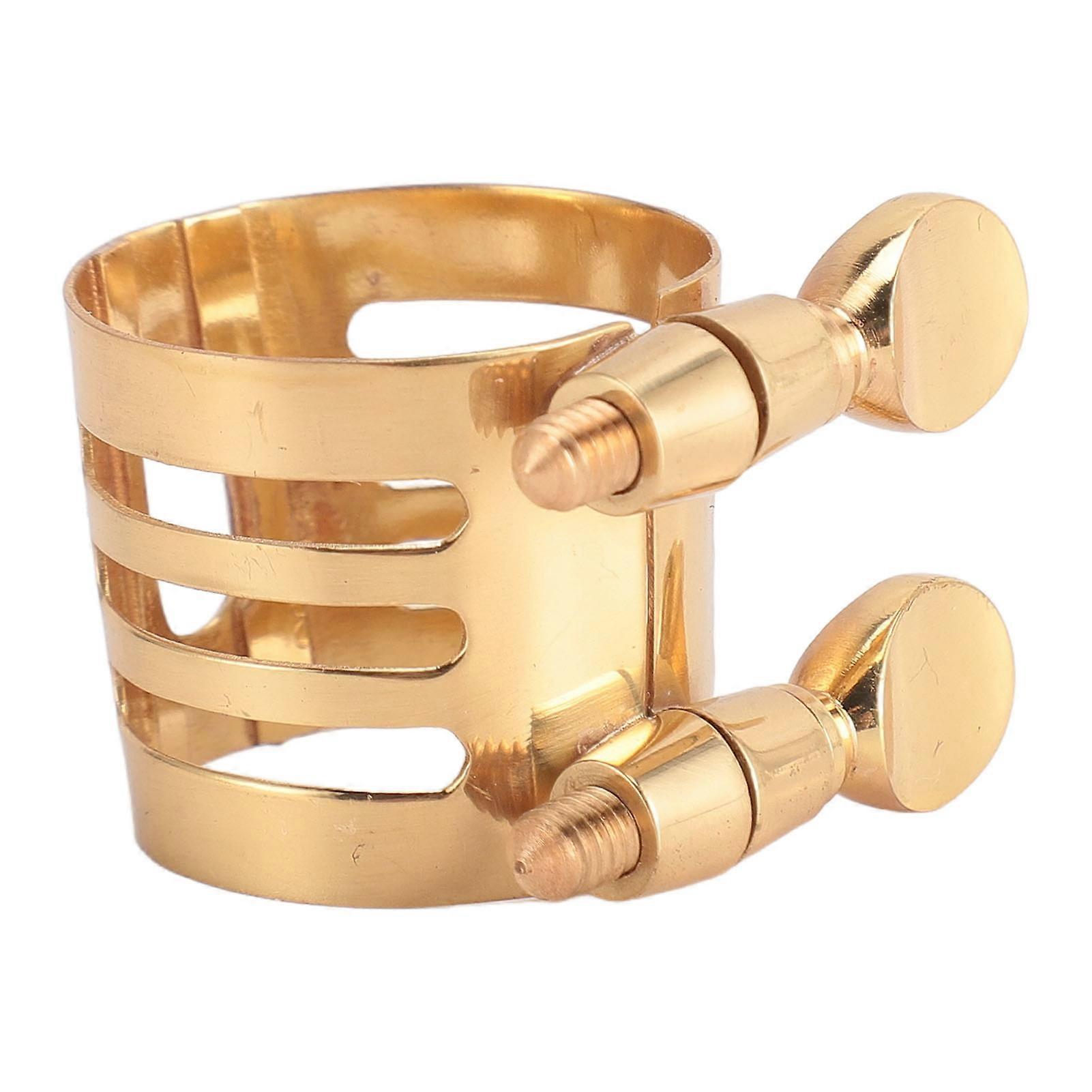 Soprano Saxophone Ligature Brass Sax Mouthpiece Ligature with Adjustable Screws Gold