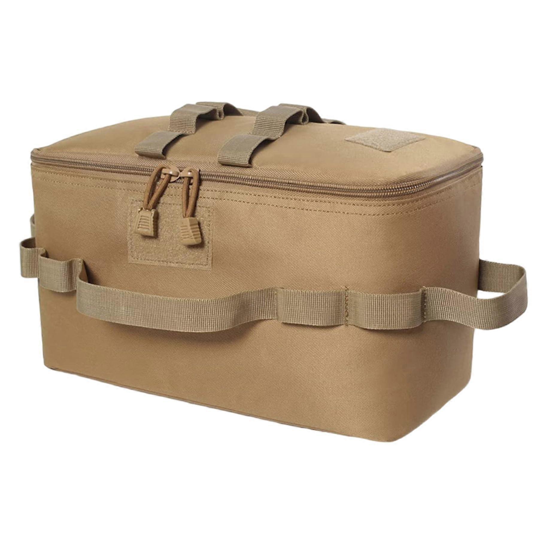 Camping storage bag 13.4x6.7x7.5 multicompartment 600D Oxford fabric bag with mesh pocket for BBQ, beach