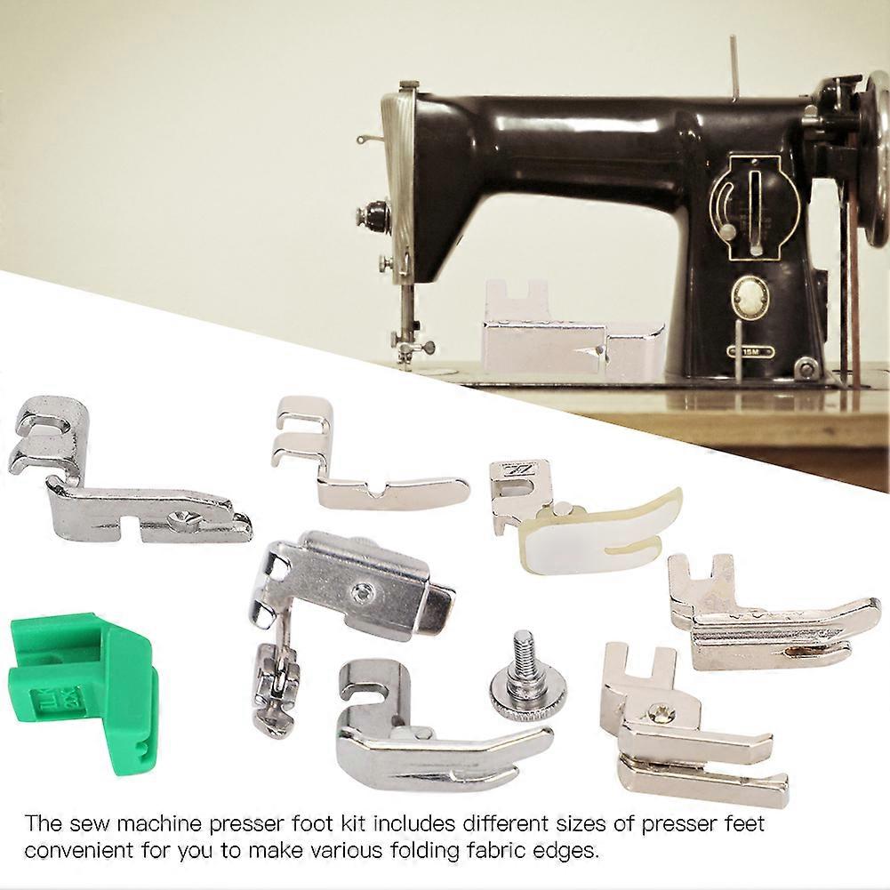 9Pcs/Set Household Presser Foot Kit Rolled Hem Compensating Feet Set Accessories for Old Pedal Sewing Machine with Screw