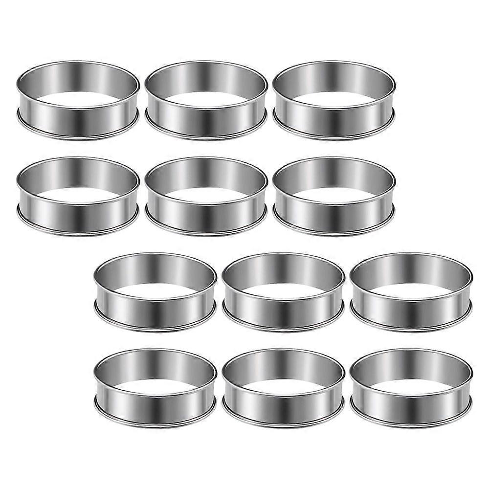 12pcs Stainless Steel Pizza Saucing Rings for Baking Crumpets, Molding Food Layers & Pastries – Heat Resistant &