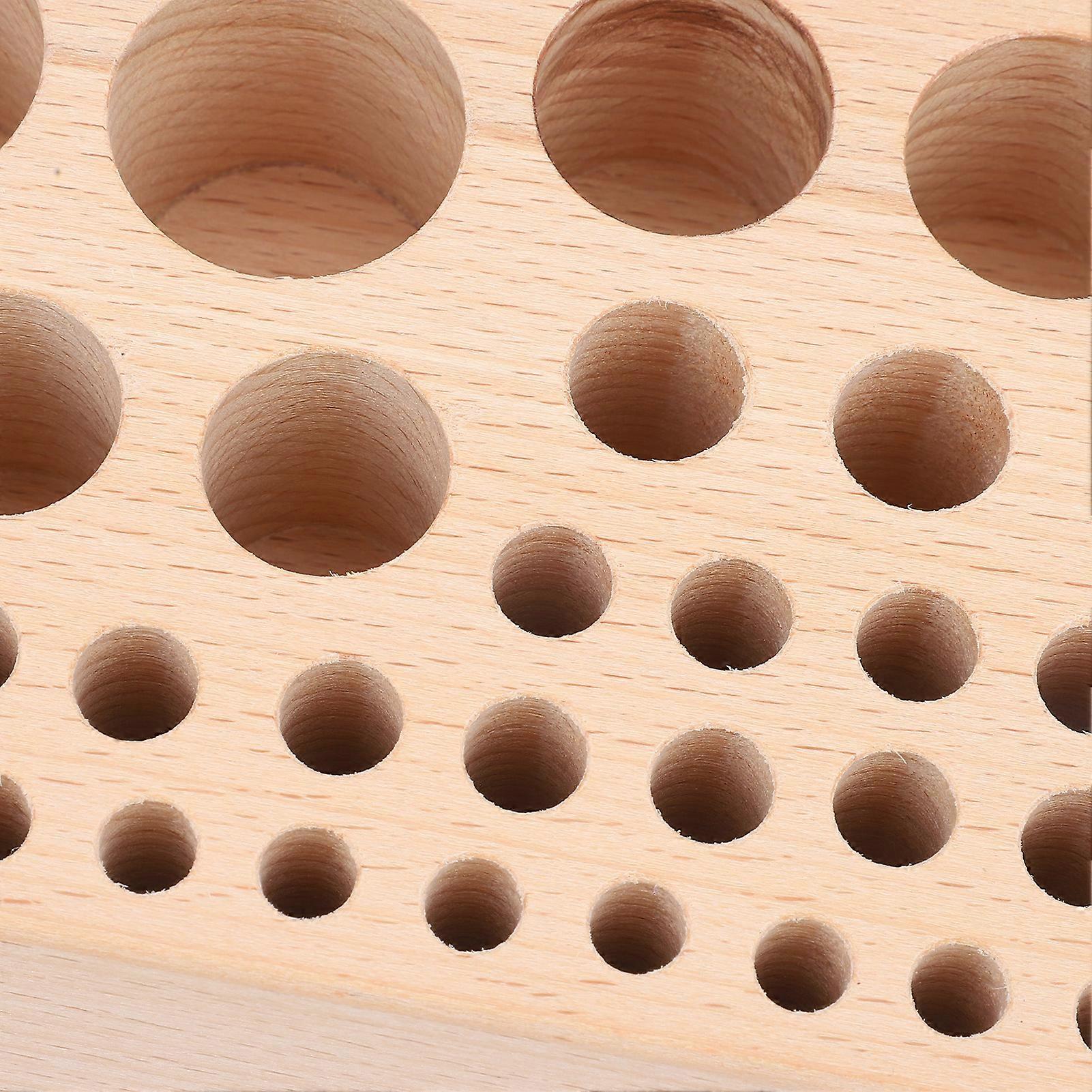 Leather Tool Holder 68 Holes Beech Wood DIY Making Stable Reasonable Hole Position Professional Leather Tools Box