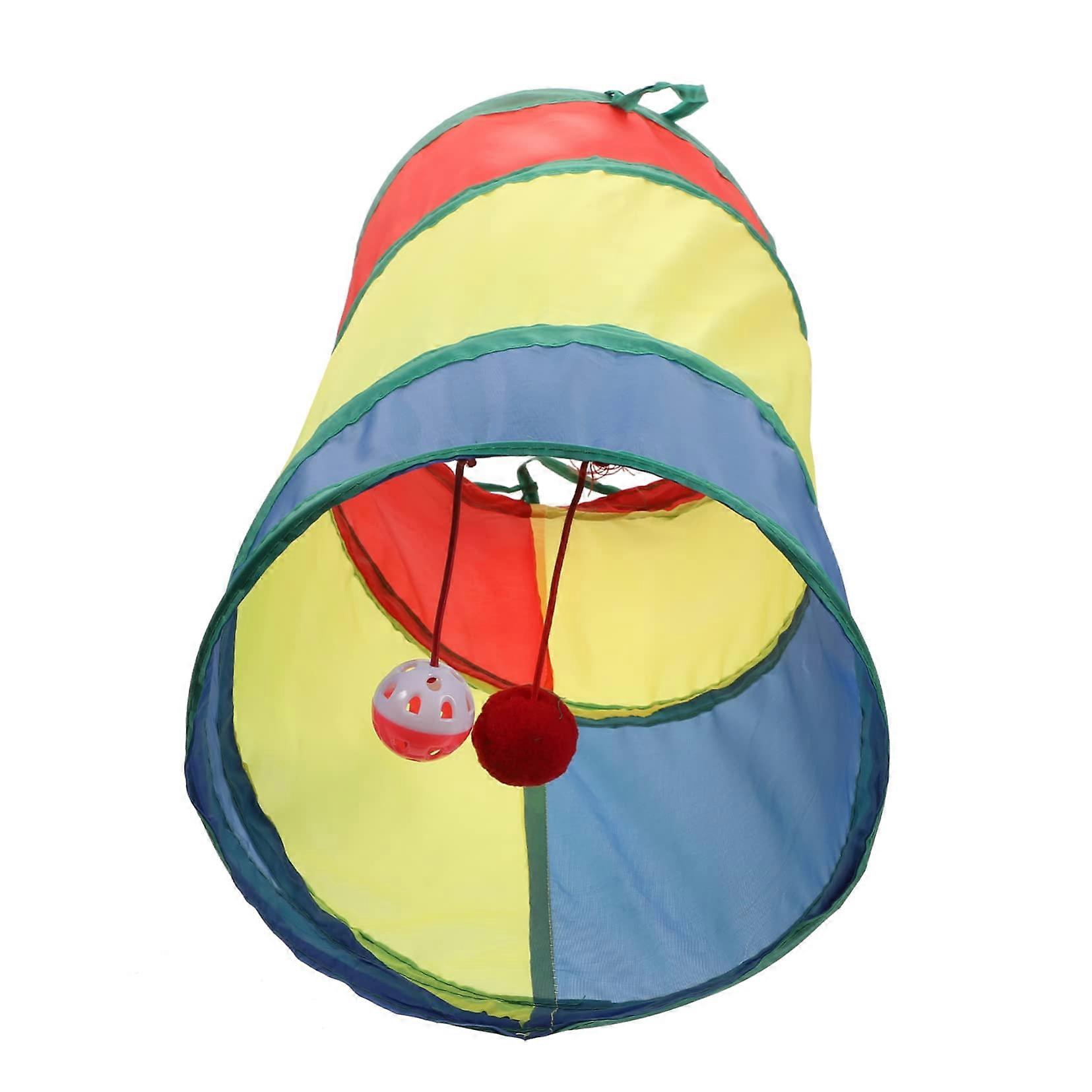 Pet Cat Tunnel Foldable 2-Way Cat Toy Fun Cat Tube for Kittens Indoor Play Space, Durable Material, Multi-Color Options