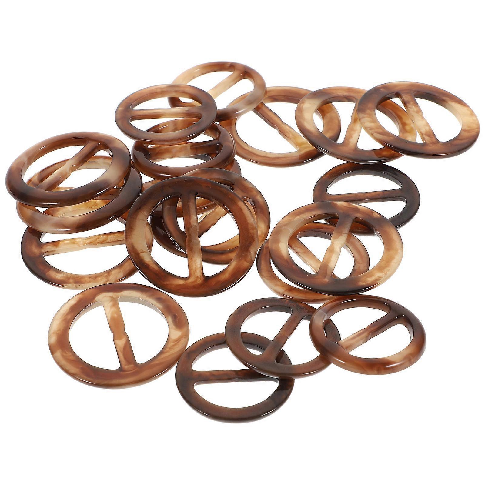 20pcs Resin Round Shape DIY Slide Adjustable Roller Buckles for Clothes Scarves Hats Random Color