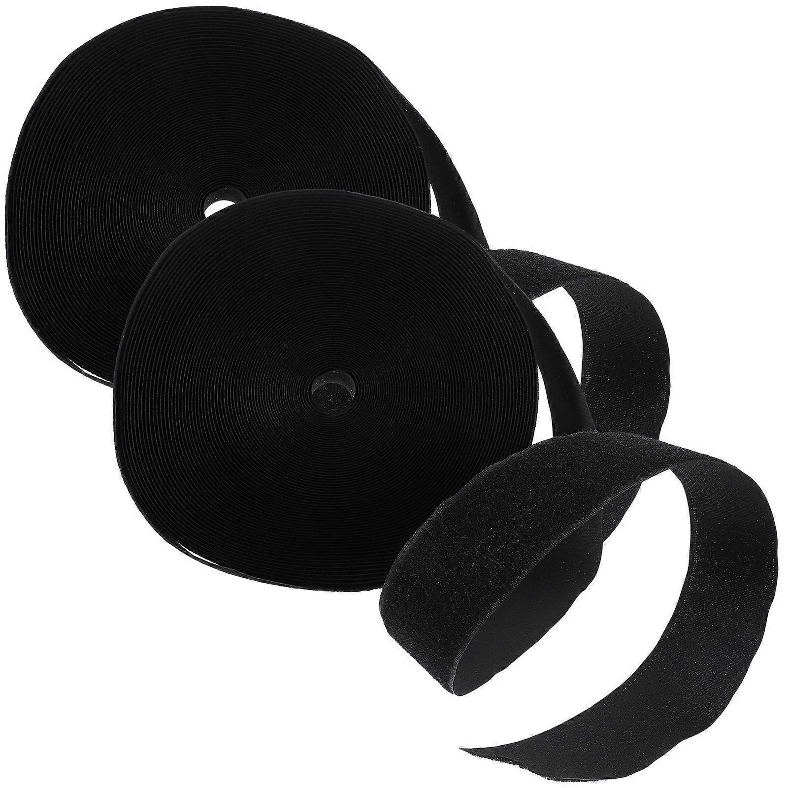 Black Nylon Hook and Loop Strips for Waterproof Bag with Adhesive Versatile Sewing Fabric Tape 2 Rolls