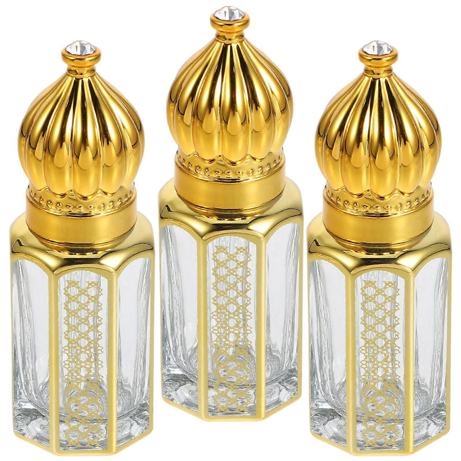 Oil Dispensing Bottles Reusable Perfume Container Golden Color 6Ml Capacity Home Use Compact Size 3Pcs