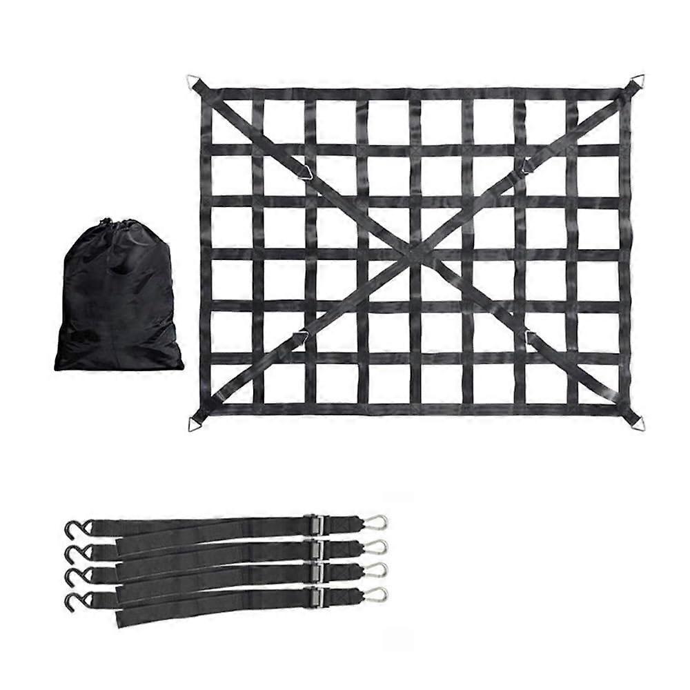 Auto Kofferraum Dachnetz mit 4 festen Gurten, Schweres Frachtnetz für LKW Anhänger und Müllcontainer, Erweiterte Abdeckungen