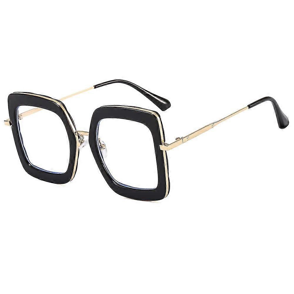 Oversized Square Reading Glasses Black +200 Thickened Blue Light Blocking Computer Readers Anti-Eye Fatigue