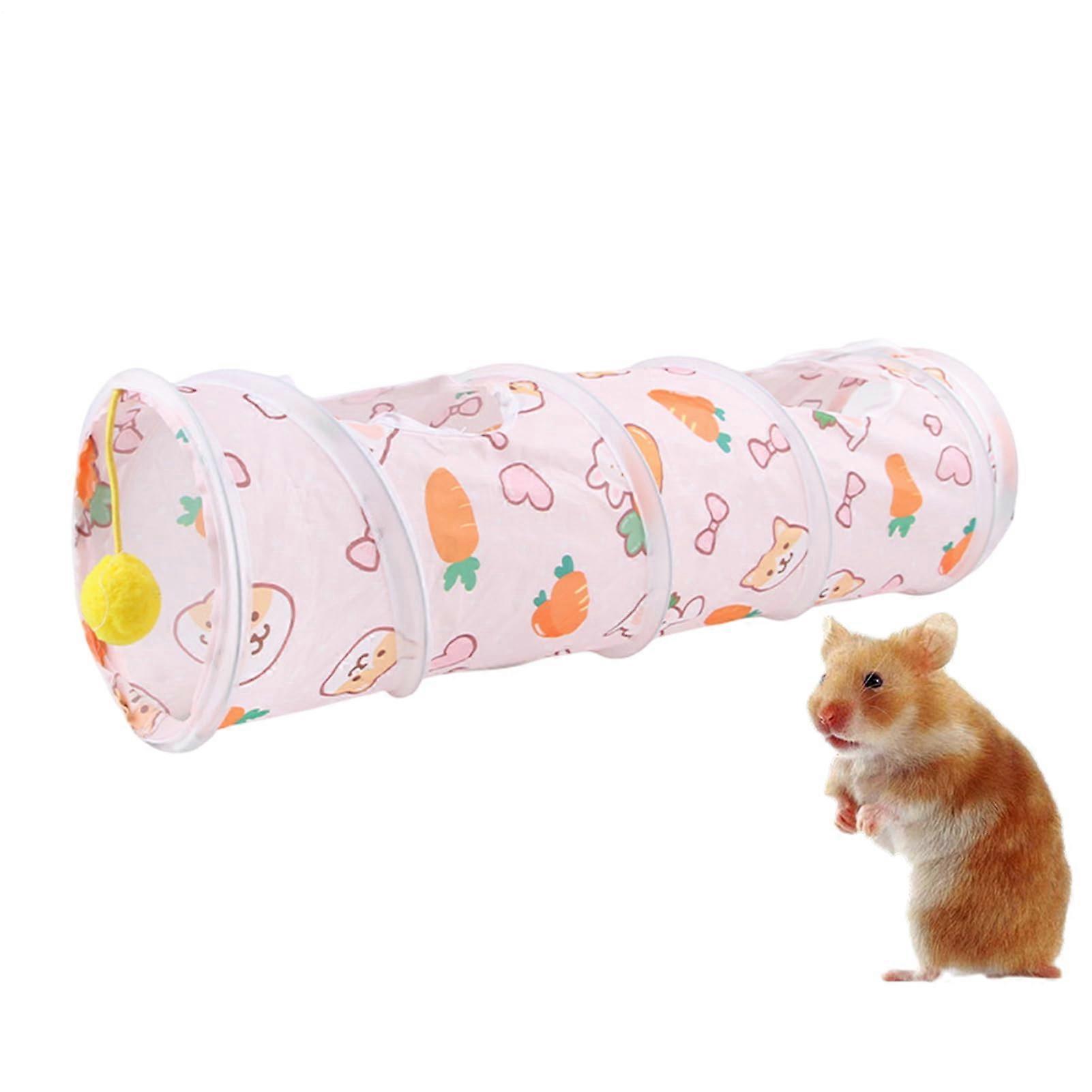 Bunny Tunnel Small Pet Exercise Tubes, 54 x 15 cm Foldable Interactive Toy with Play Ball for Rabbits Hamsters Hedgehogs