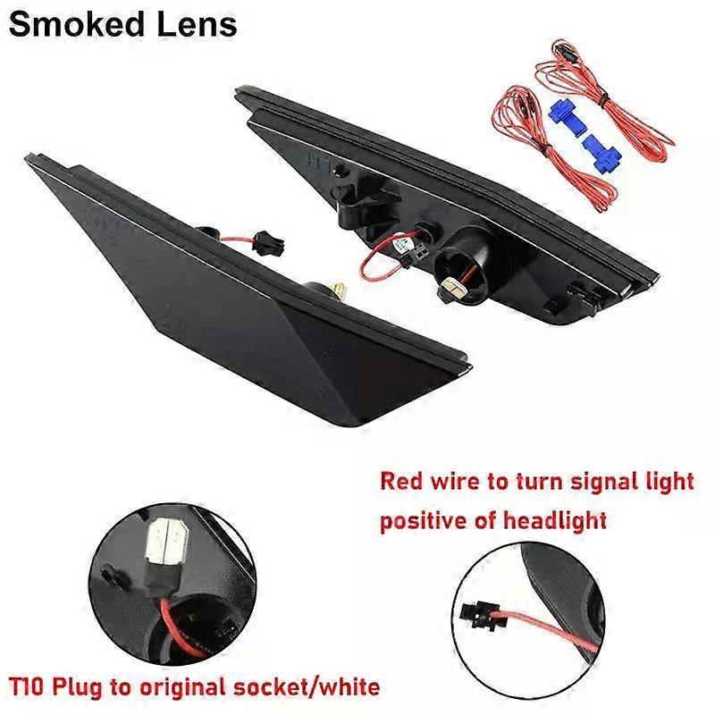 2 Pcs Sequential  Flash Side Marker Repeater Light Amber Turn Signal Indicator Lamps + white DRL For Honda Civic 10 Gen16-22